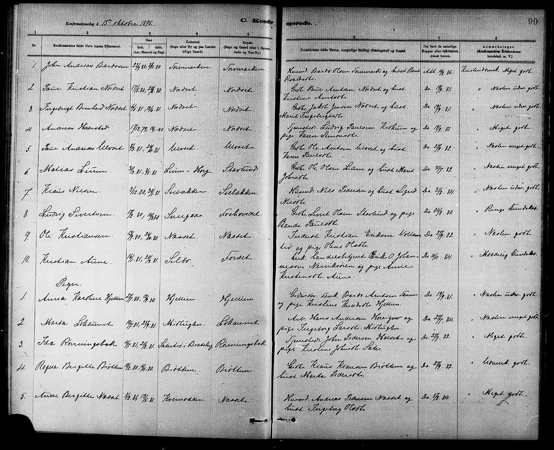 Ministerialprotokoller, klokkerbøker og fødselsregistre - Sør-Trøndelag, SAT/A-1456/618/L0452: Klokkerbok nr. 618C03, 1884-1906, s. 90