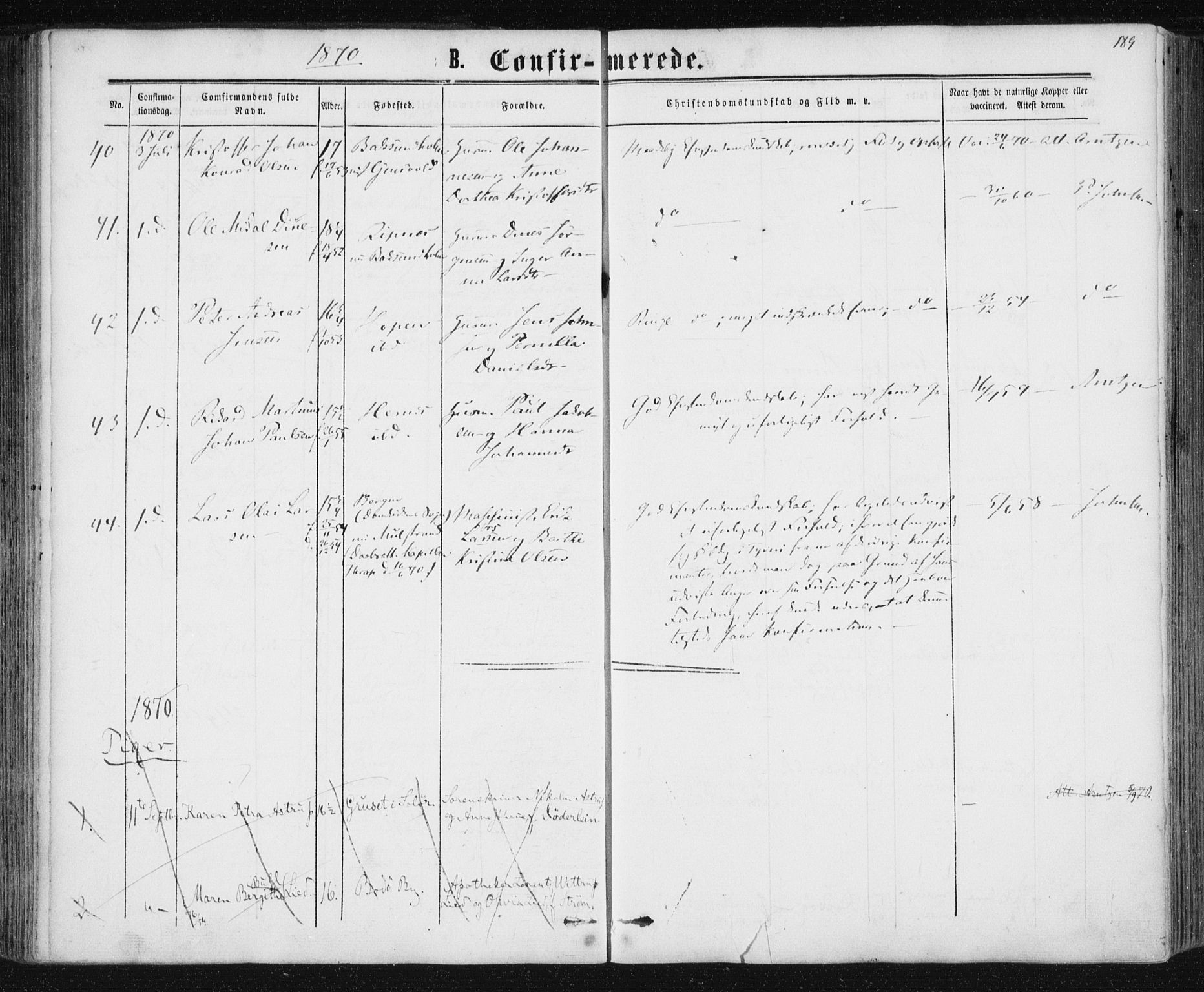 Ministerialprotokoller, klokkerbøker og fødselsregistre - Nordland, AV/SAT-A-1459/801/L0008: Ministerialbok nr. 801A08, 1864-1875, s. 189