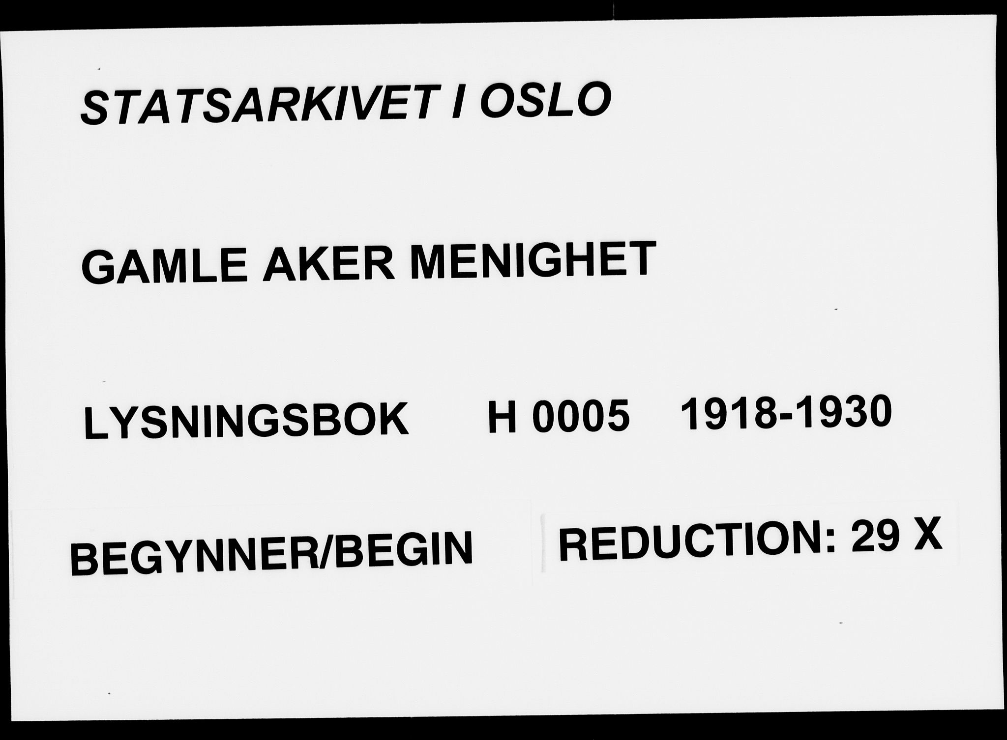 Gamle Aker prestekontor Kirkebøker, SAO/A-10617a/H/L0005: Lysningsprotokoll nr. 5, 1918-1930