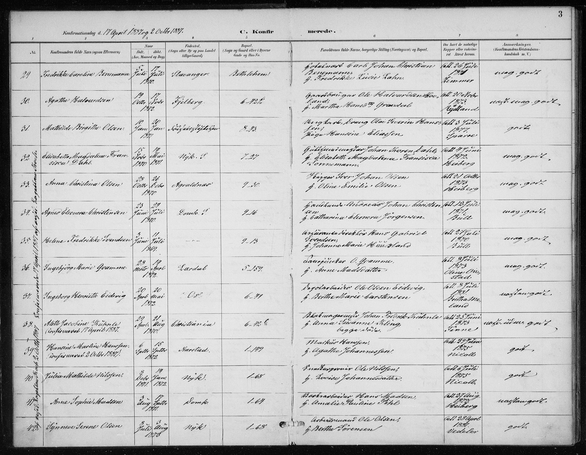 Nykirken Sokneprestembete, AV/SAB-A-77101/H/Haa/L0028: Ministerialbok nr. C 7, 1887-1913, s. 3