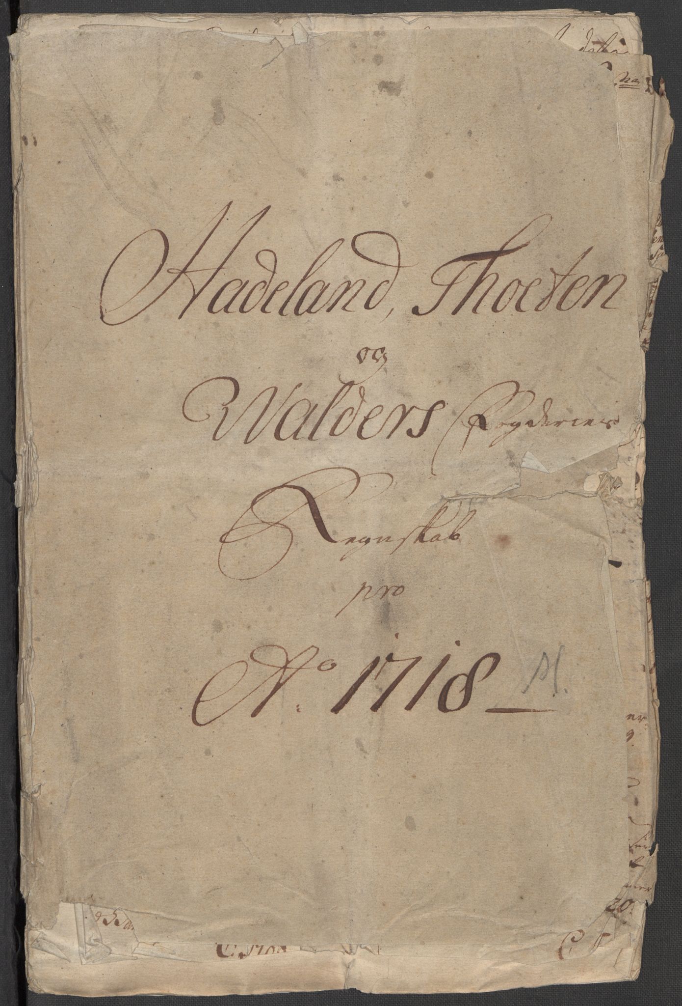 Rentekammeret inntil 1814, Reviderte regnskaper, Fogderegnskap, RA/EA-4092/R18/L1319: Fogderegnskap Hadeland, Toten og Valdres, 1718, s. 3