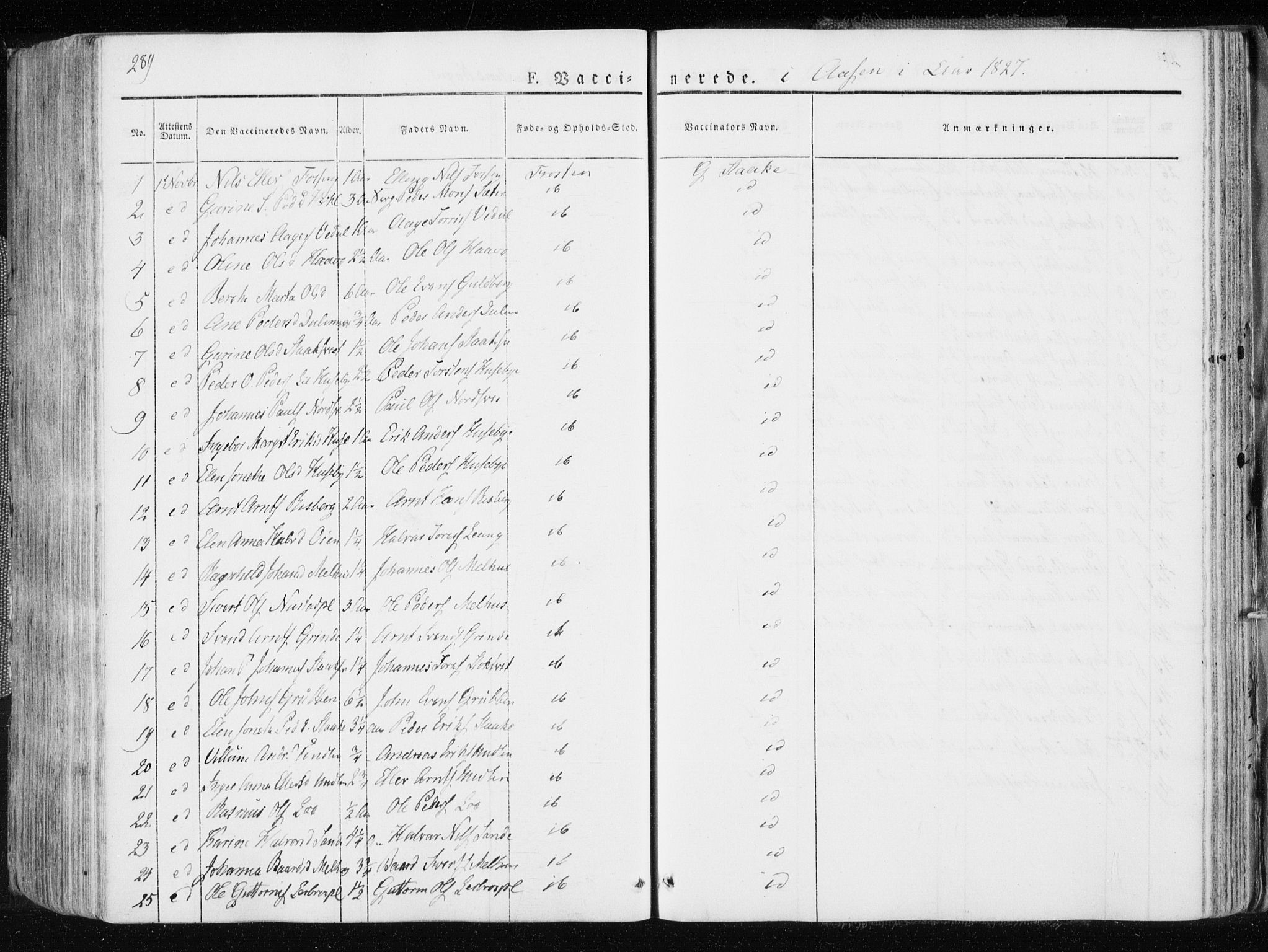 Ministerialprotokoller, klokkerbøker og fødselsregistre - Nord-Trøndelag, AV/SAT-A-1458/713/L0114: Ministerialbok nr. 713A05, 1827-1839, s. 289