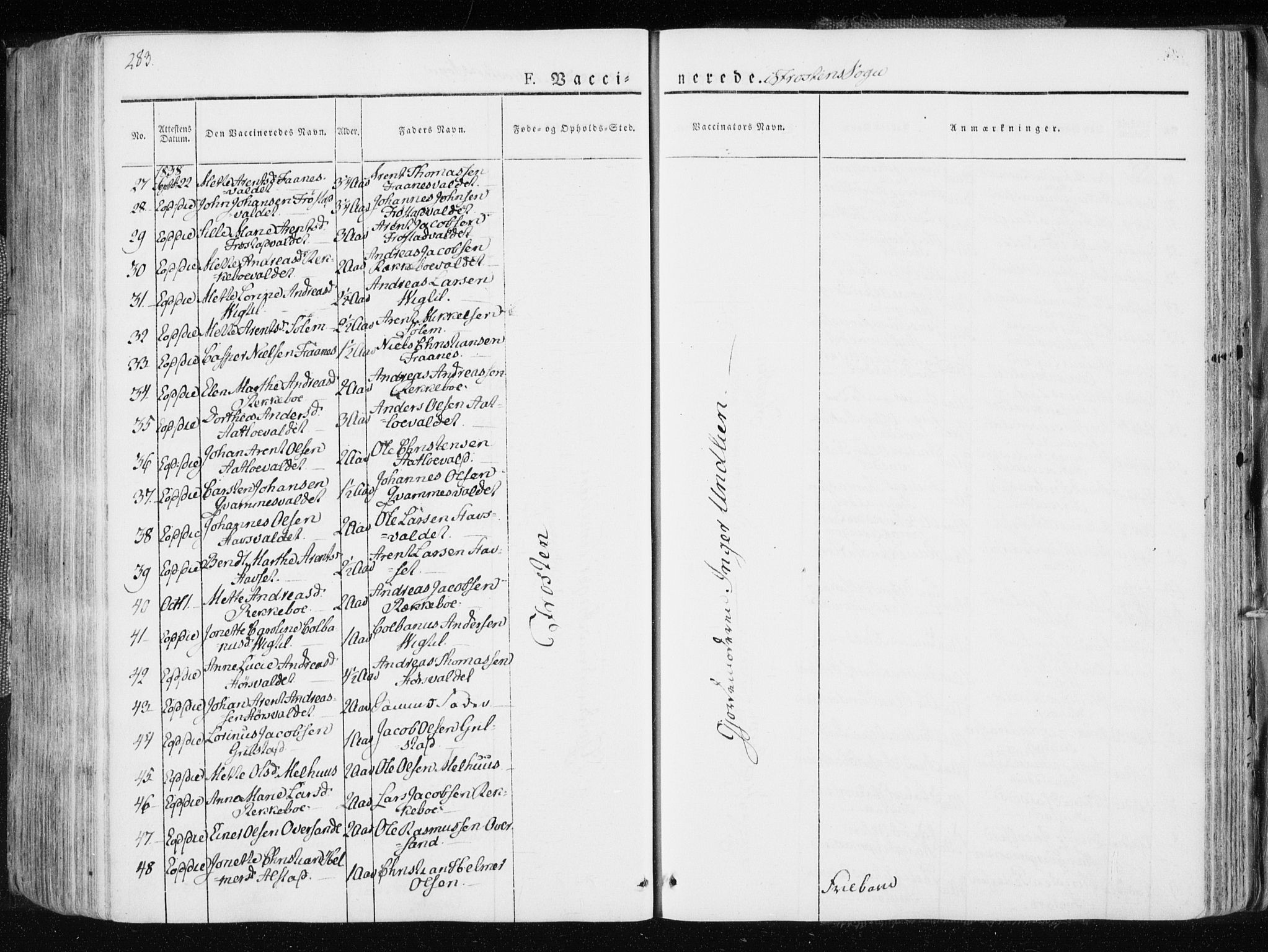 Ministerialprotokoller, klokkerbøker og fødselsregistre - Nord-Trøndelag, AV/SAT-A-1458/713/L0114: Ministerialbok nr. 713A05, 1827-1839, s. 283