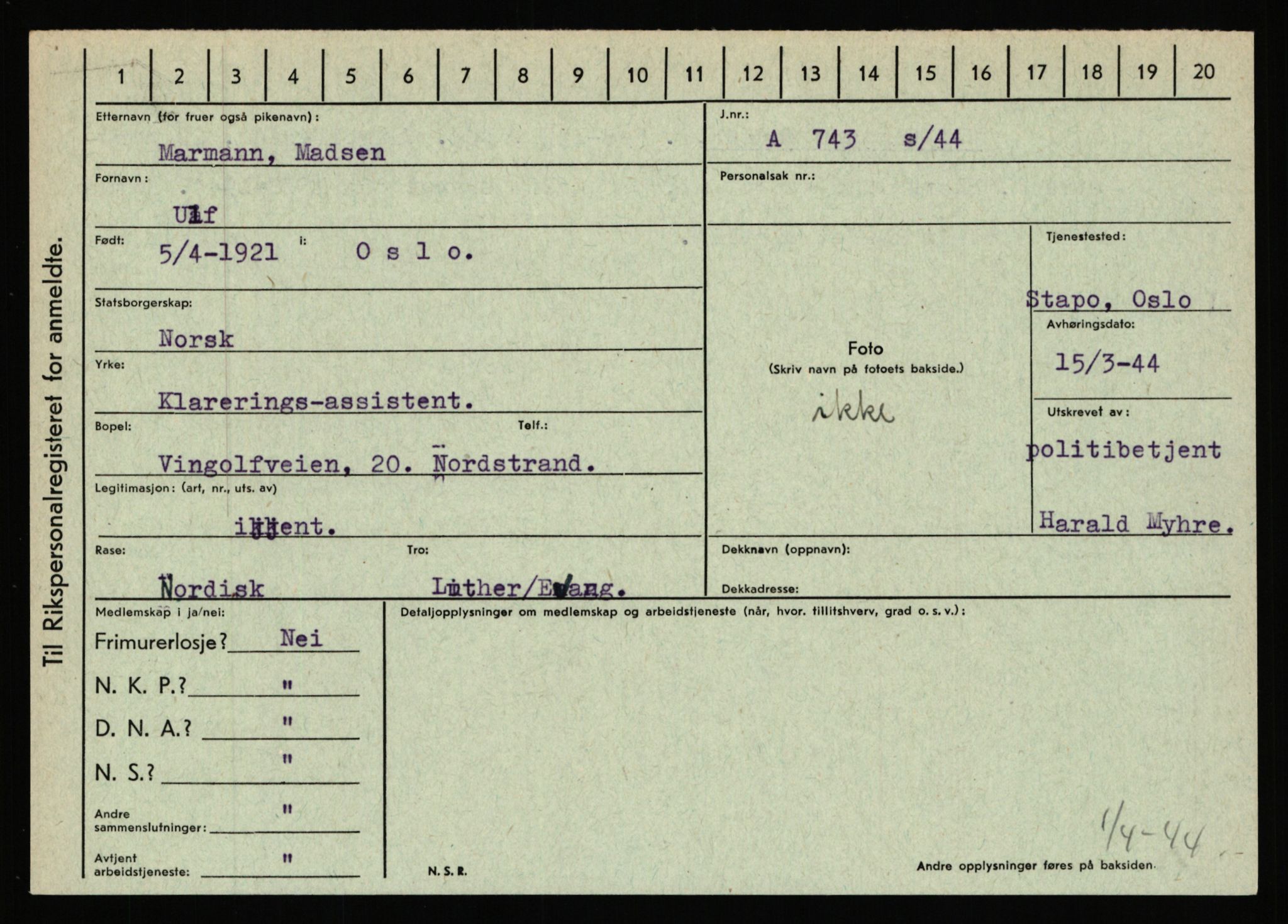 Statspolitiet - Hovedkontoret / Osloavdelingen, AV/RA-S-1329/C/Ca/L0010: Lind - Moksnes, 1943-1945, s. 2782