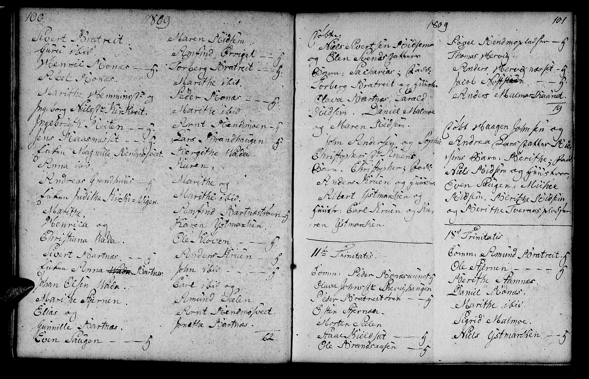 Ministerialprotokoller, klokkerbøker og fødselsregistre - Nord-Trøndelag, SAT/A-1458/745/L0432: Klokkerbok nr. 745C01, 1802-1814, s. 100-101