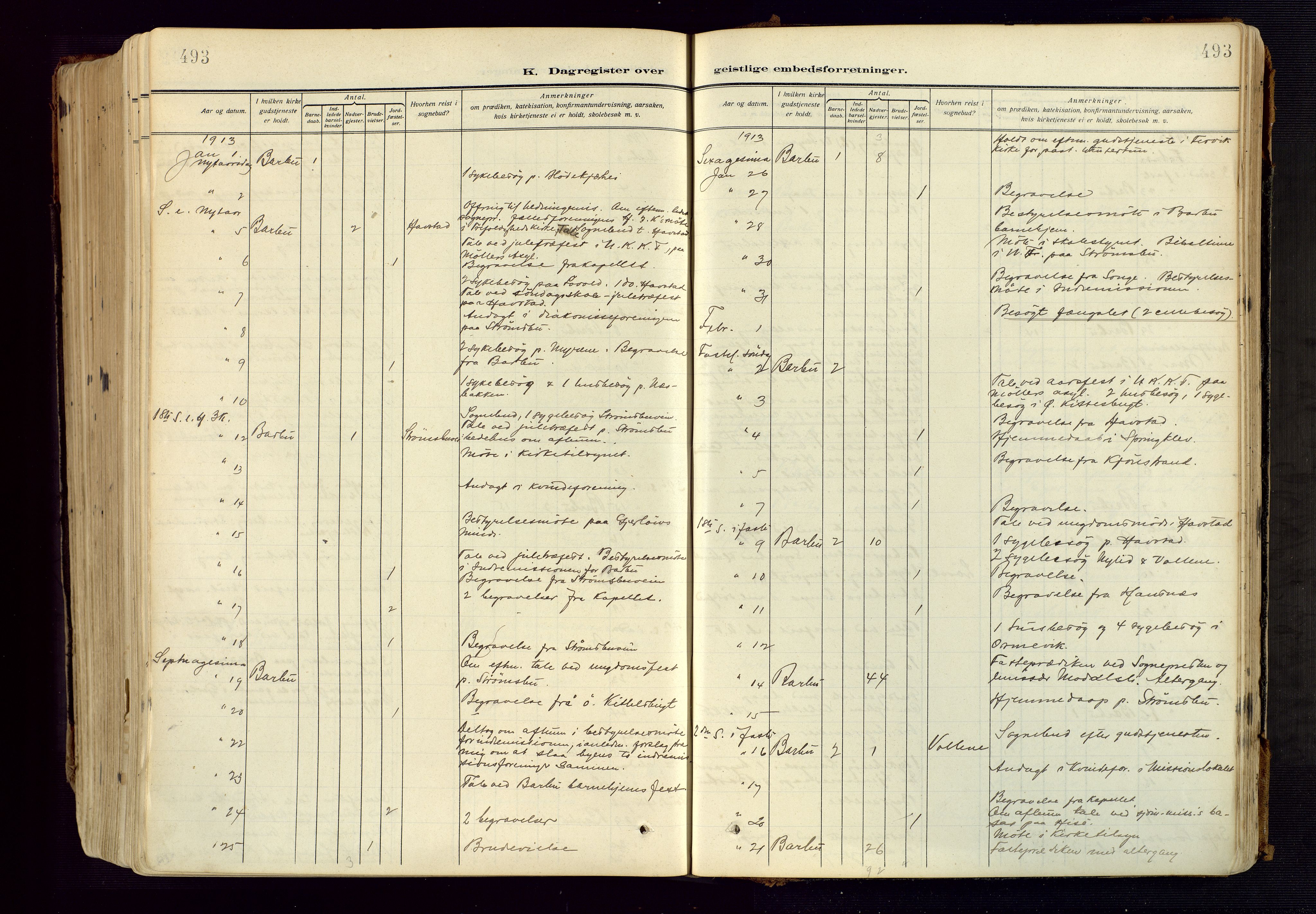 Barbu sokneprestkontor, SAK/1111-0003/F/Fa/L0006: Ministerialbok nr. A 6, 1910-1929, s. 493