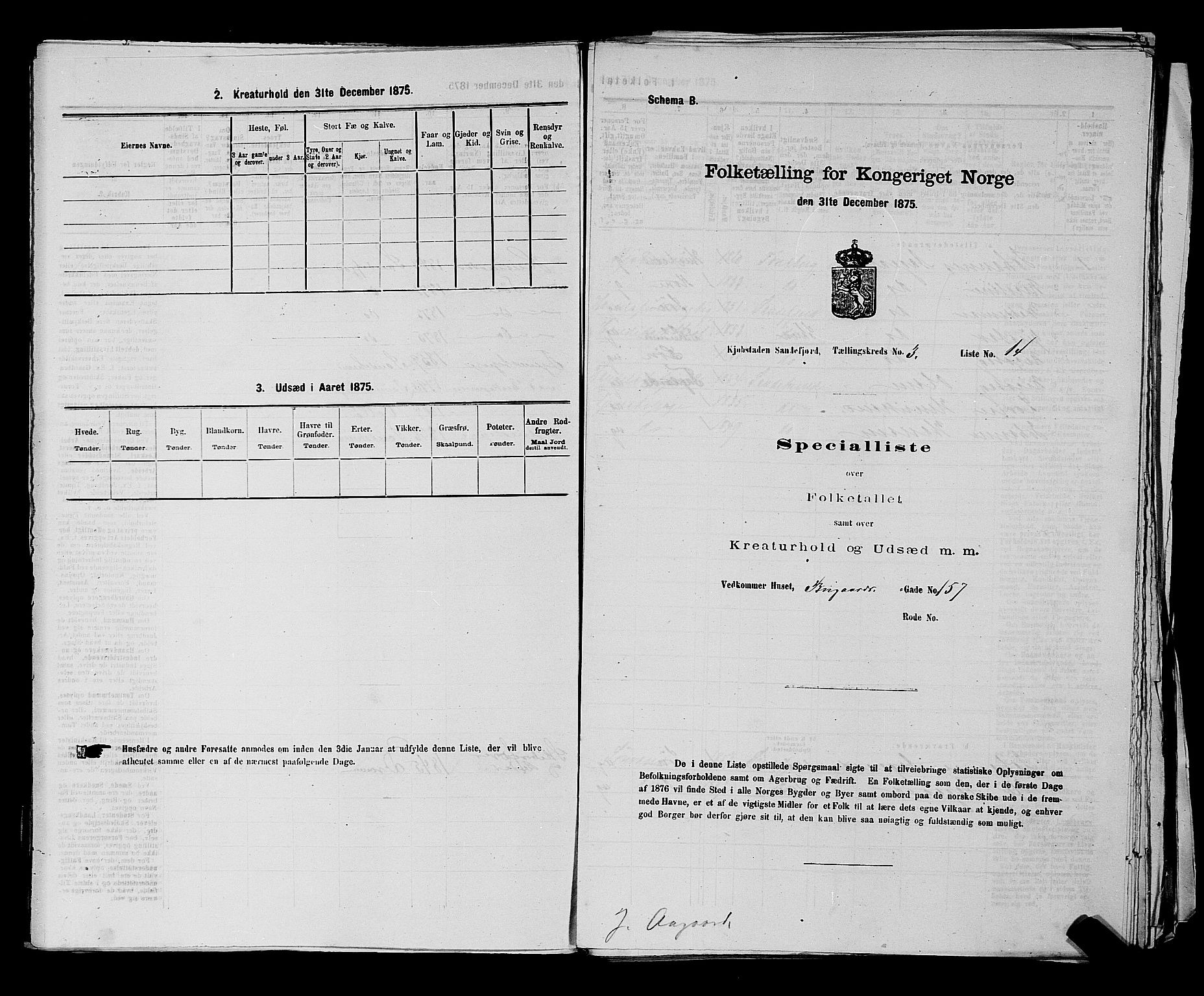 SAKO, Folketelling 1875 for 0706B Sandeherred prestegjeld, Sandefjord kjøpstad, 1875, s. 381