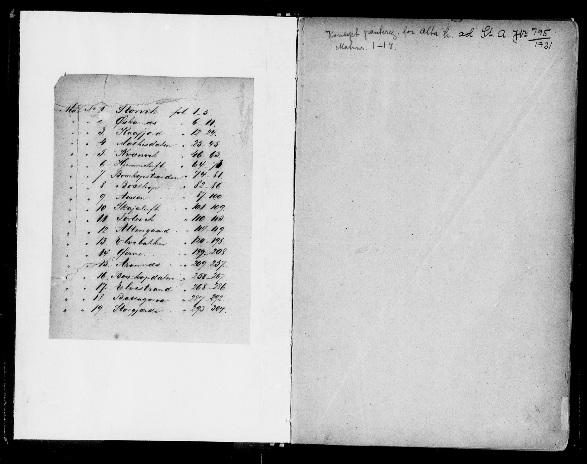 Alta fogderi/sorenskriveri, SATØ/SATØ-5/1/K/Kb/Kba/L0006pantereg: Panteregister nr. 6, 1776