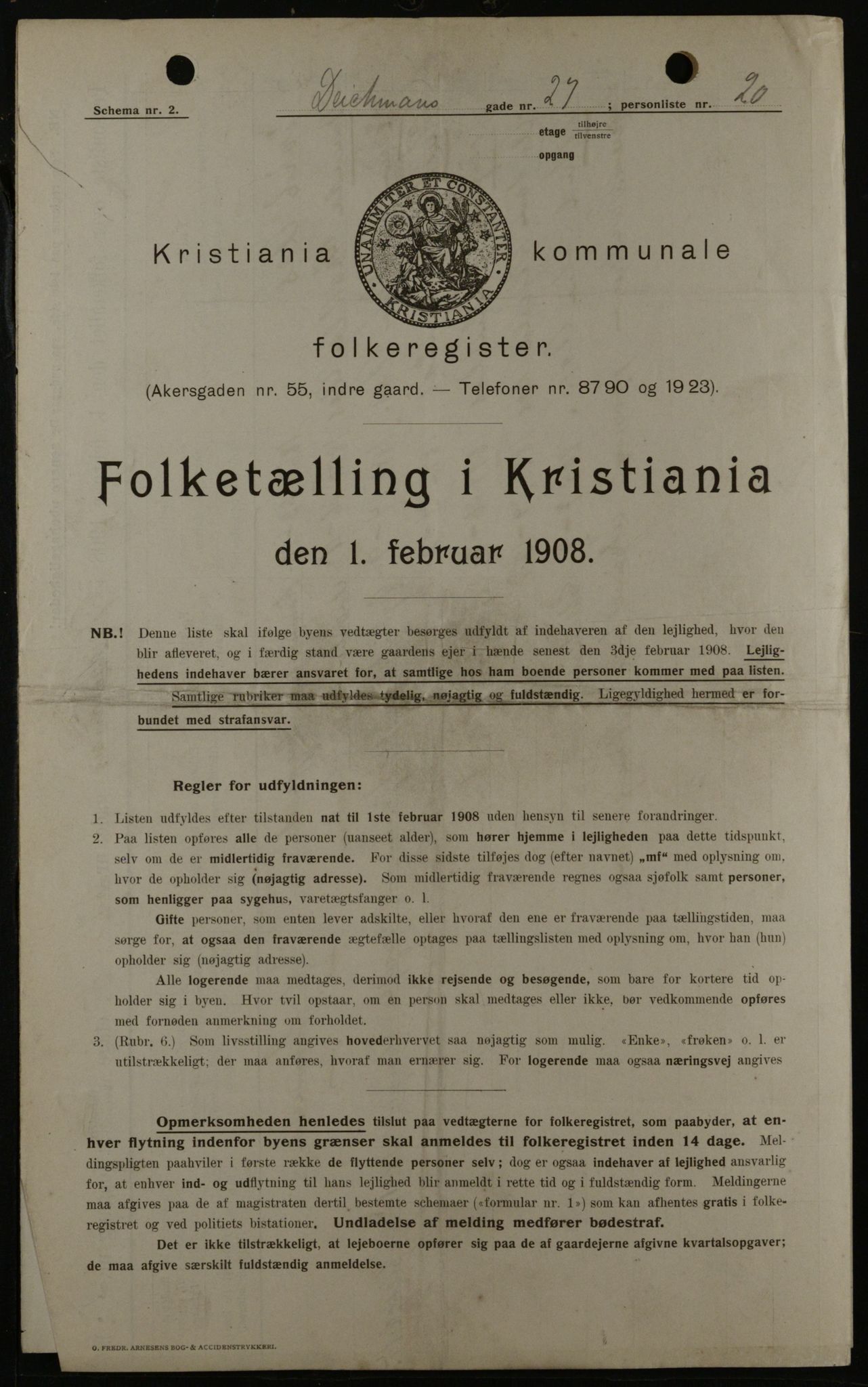 OBA, Kommunal folketelling 1.2.1908 for Kristiania kjøpstad, 1908, s. 14774