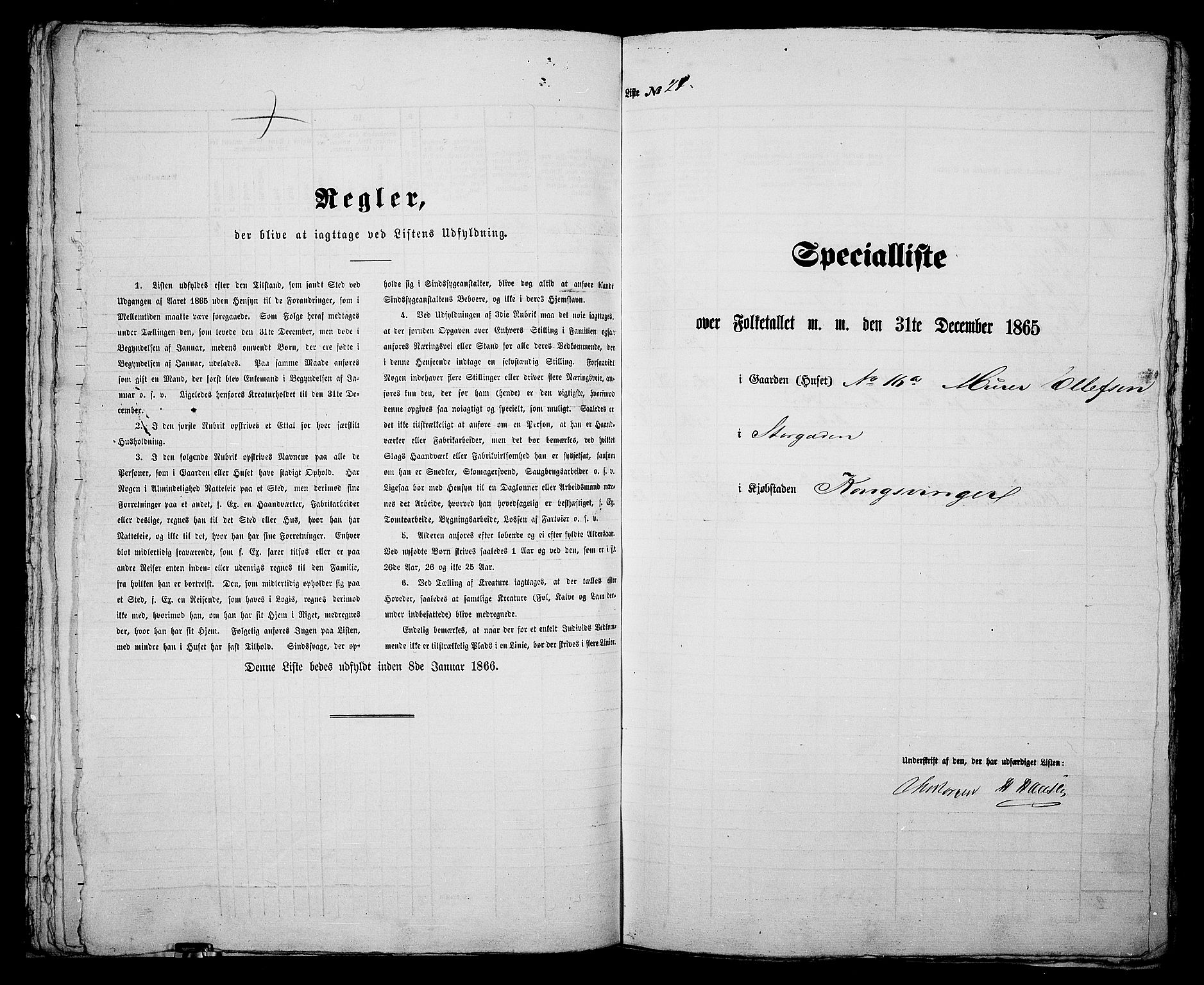 RA, Folketelling 1865 for 0402B Vinger prestegjeld, Kongsvinger kjøpstad, 1865, s. 54