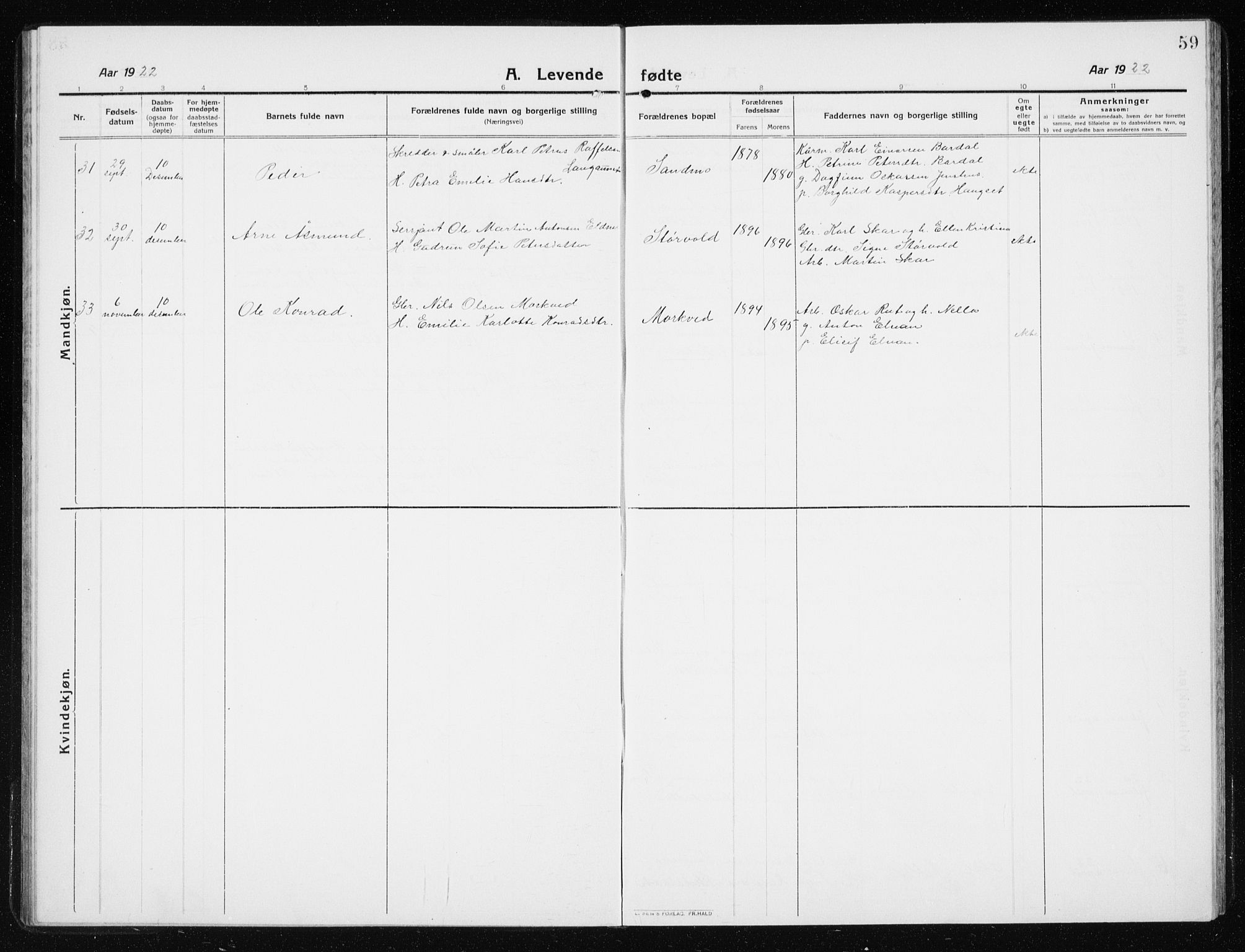 Ministerialprotokoller, klokkerbøker og fødselsregistre - Nord-Trøndelag, SAT/A-1458/741/L0402: Klokkerbok nr. 741C03, 1911-1926, s. 59