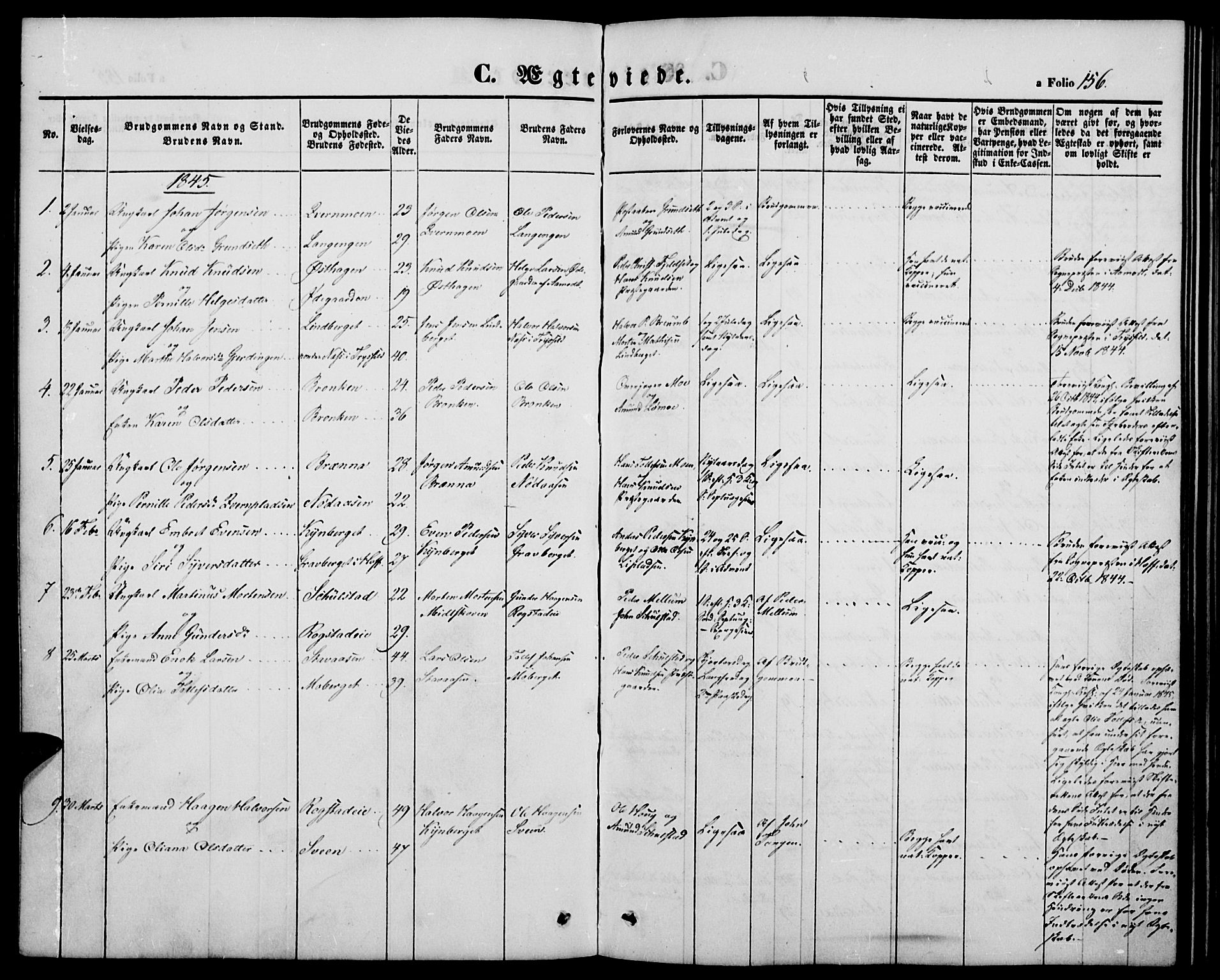Elverum prestekontor, AV/SAH-PREST-044/H/Ha/Hab/L0002: Klokkerbok nr. 2, 1845-1855, s. 156