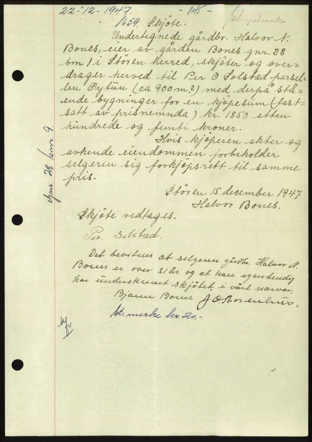 Gauldal sorenskriveri, SAT/A-0014/1/2/2C: Pantebok nr. A5, 1947-1948, Dagboknr: 1659/1947