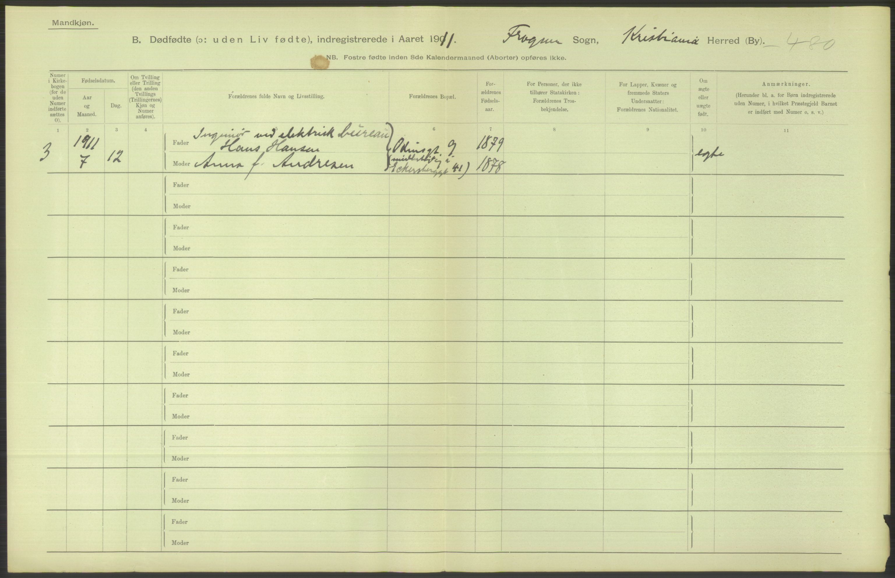 Statistisk sentralbyrå, Sosiodemografiske emner, Befolkning, RA/S-2228/D/Df/Dfb/Dfba/L0010: Kristiania: Døde kvinner samt dødfødte., 1911, s. 94