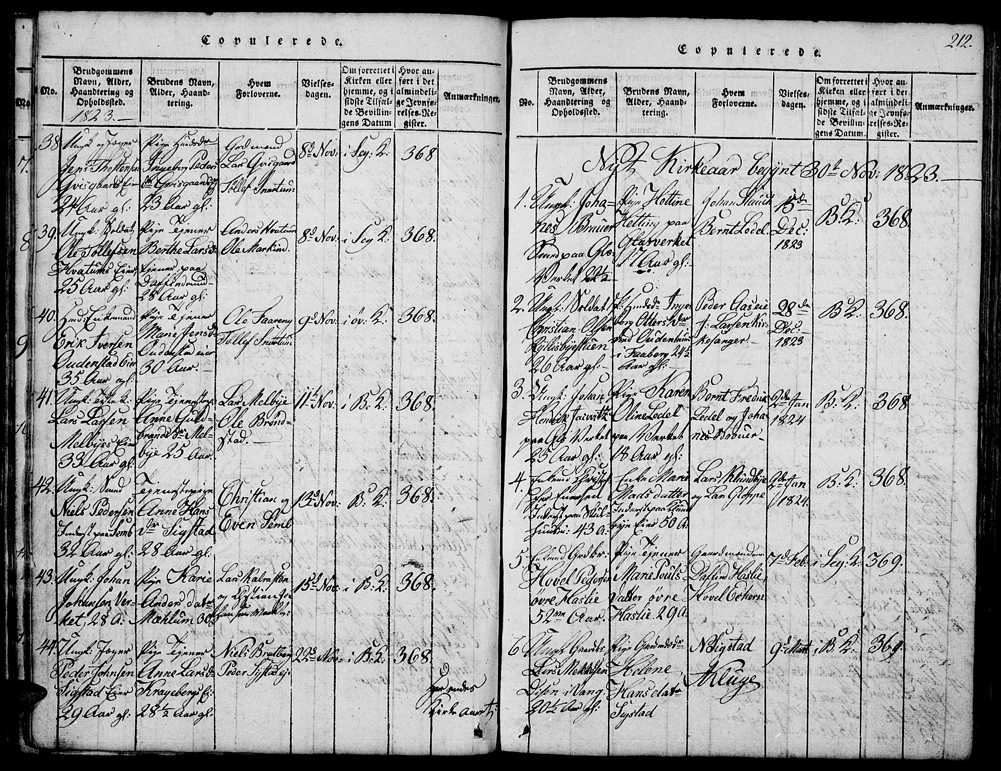 Biri prestekontor, AV/SAH-PREST-096/H/Ha/Hab/L0001: Klokkerbok nr. 1, 1814-1828, s. 212