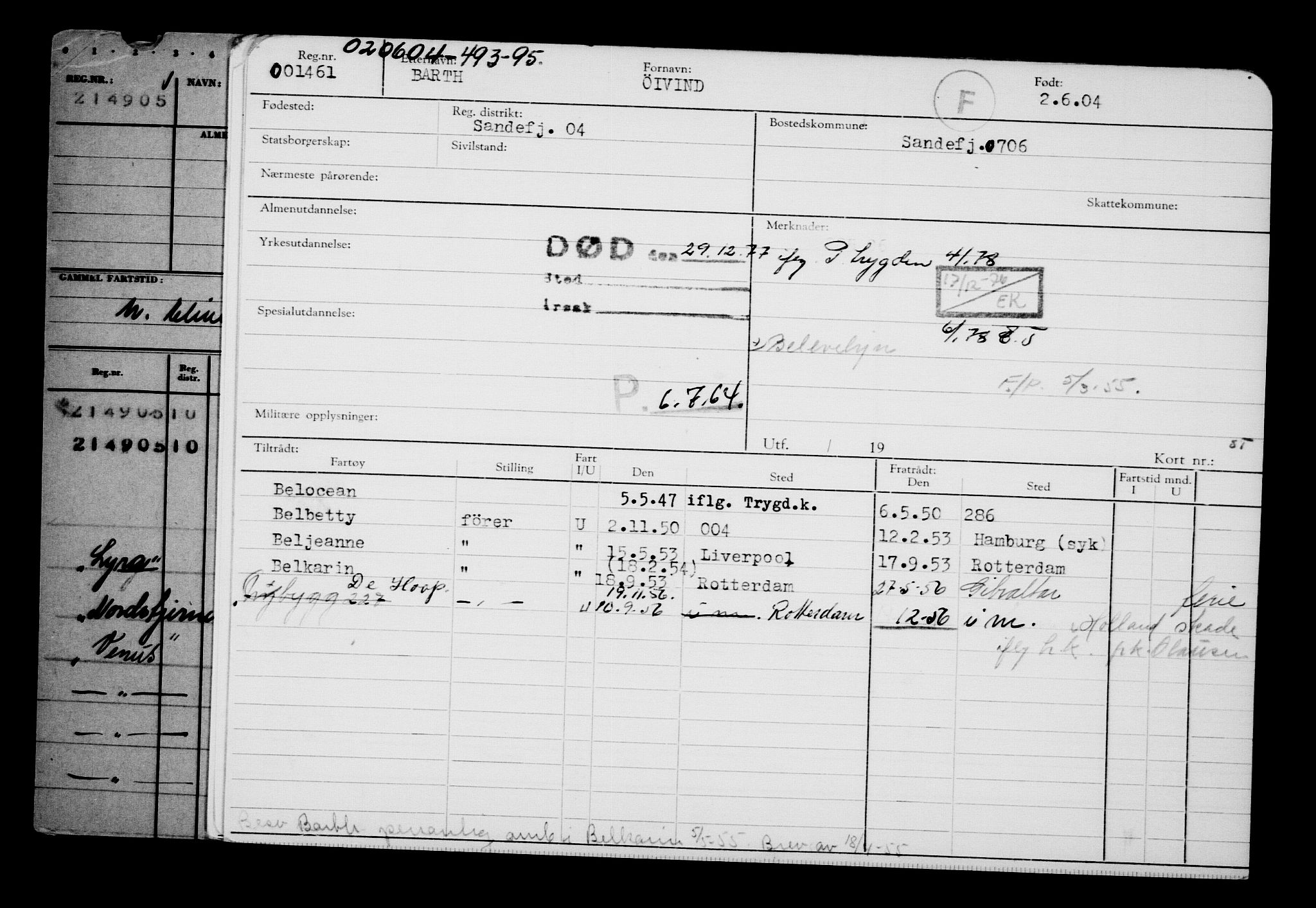 Direktoratet for sjømenn, AV/RA-S-3545/G/Gb/L0054: Hovedkort, 1904, s. 7