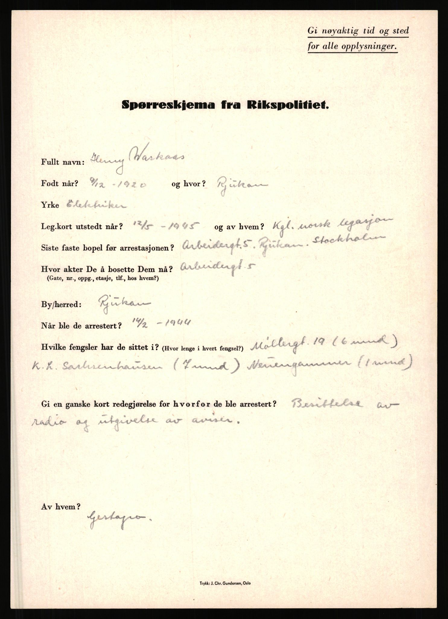 Rikspolitisjefen, AV/RA-S-1560/L/L0017: Tidemann, Hermann G. - Veum, Tjostolv, 1940-1945, s. 944