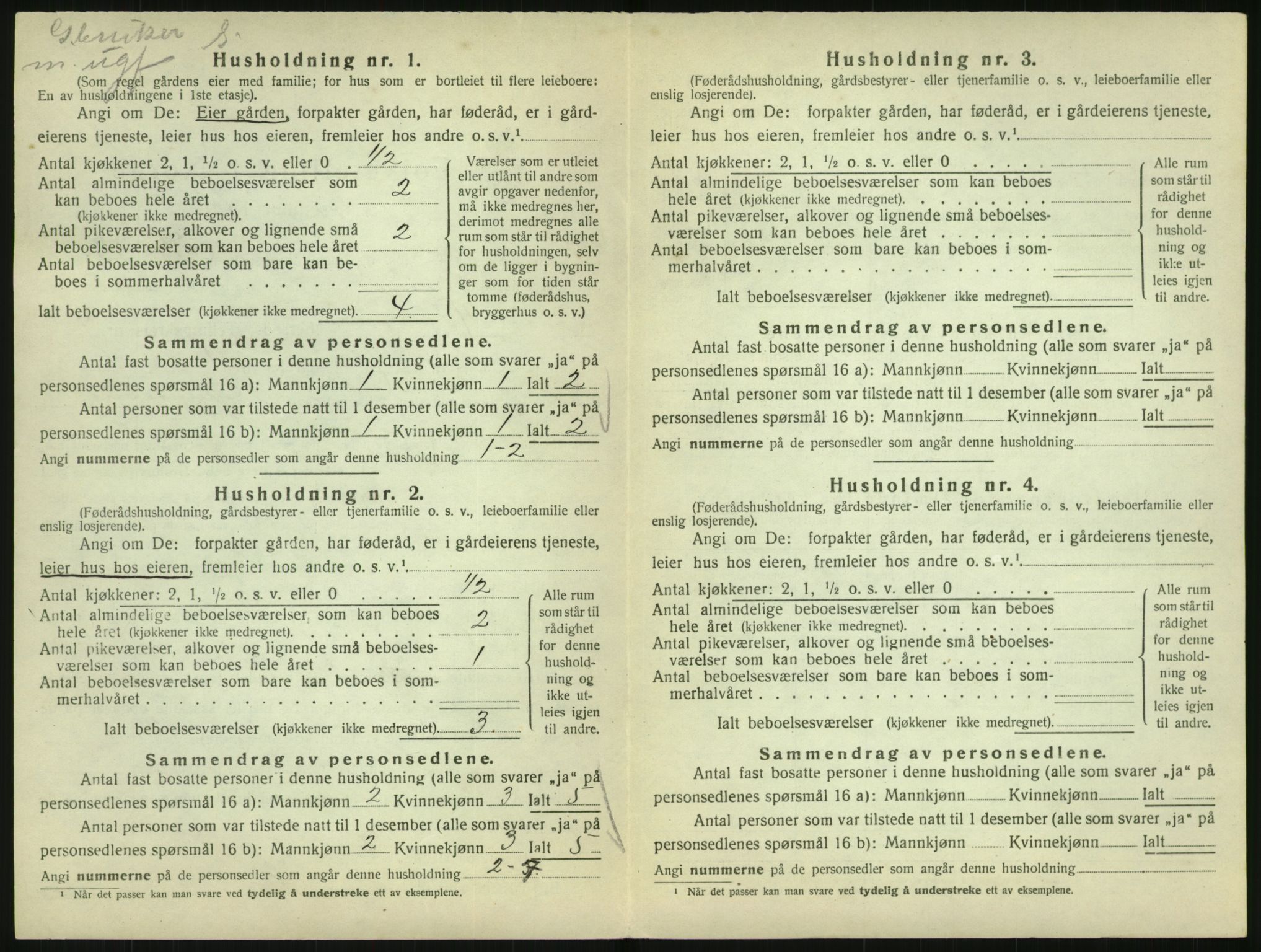 SAK, Folketelling 1920 for 0927 Høvåg herred, 1920, s. 383