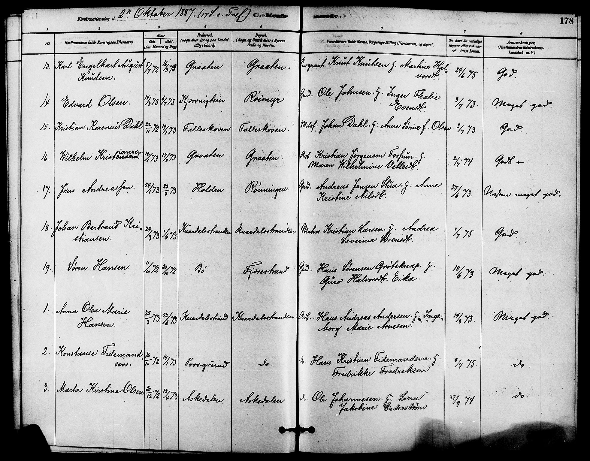 Solum kirkebøker, AV/SAKO-A-306/F/Fa/L0009: Ministerialbok nr. I 9, 1877-1887, s. 178