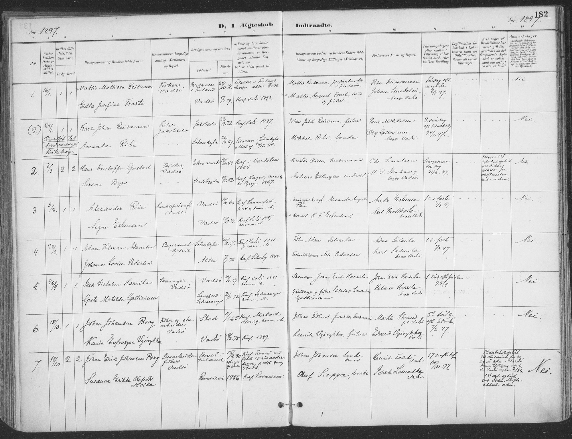 Vadsø sokneprestkontor, AV/SATØ-S-1325/H/Ha/L0007kirke: Ministerialbok nr. 7, 1896-1916, s. 182