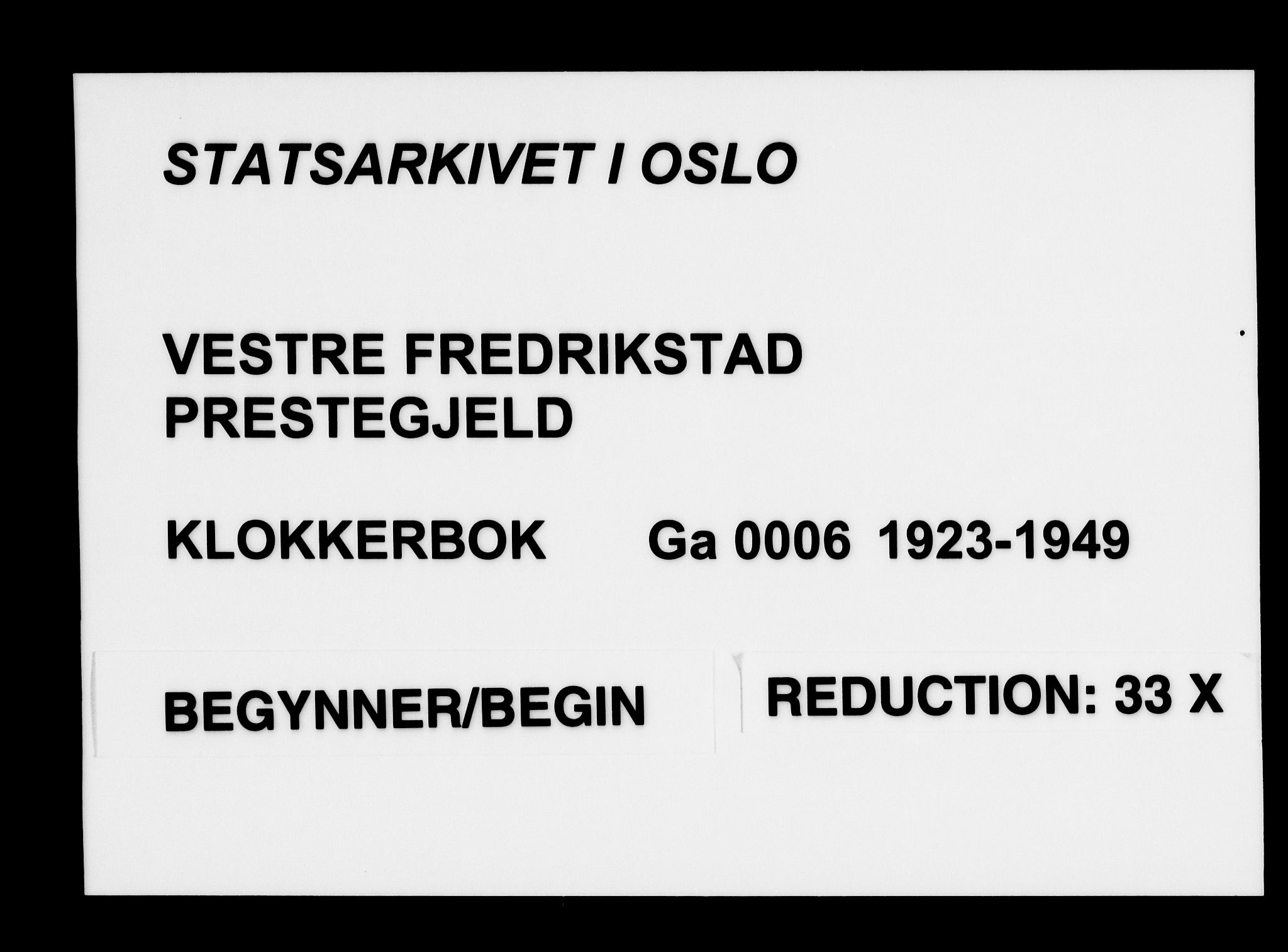 Fredrikstad domkirkes prestekontor Kirkebøker, AV/SAO-A-10906/G/Ga/L0006: Klokkerbok nr. 6, 1923-1949