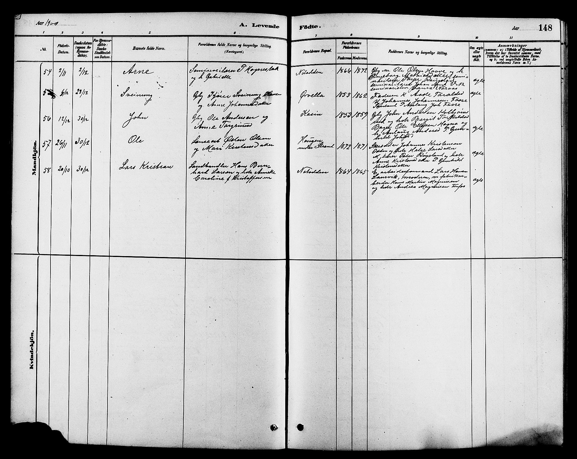 Heddal kirkebøker, AV/SAKO-A-268/G/Ga/L0002: Klokkerbok nr. I 2, 1879-1908, s. 148