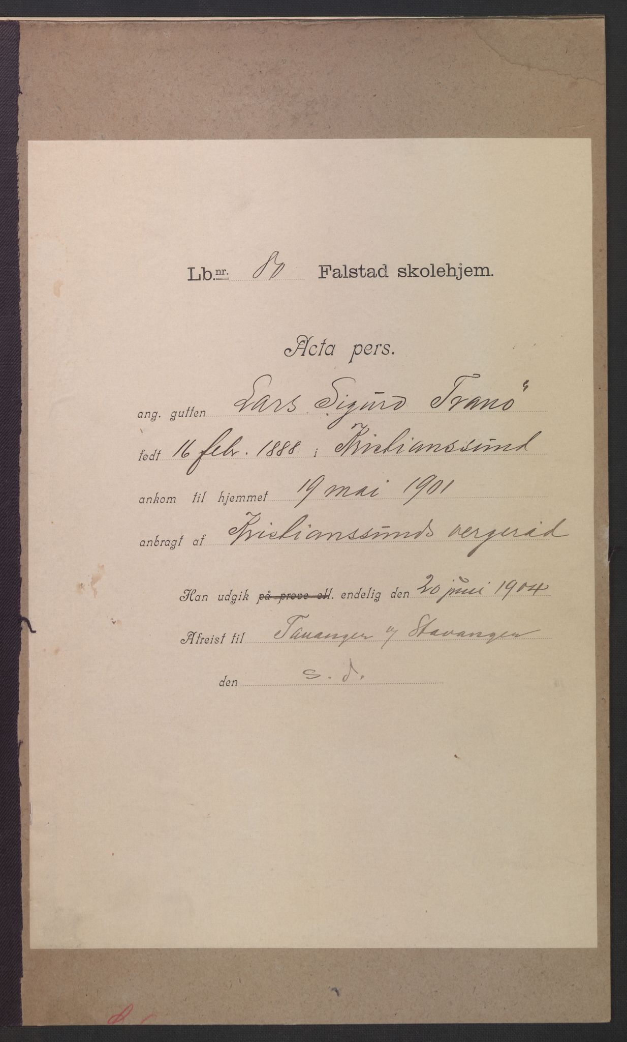 Falstad skolehjem, AV/RA-S-1676/E/Eb/L0003: Elevmapper løpenr. 62-80, 1899-1907, s. 441