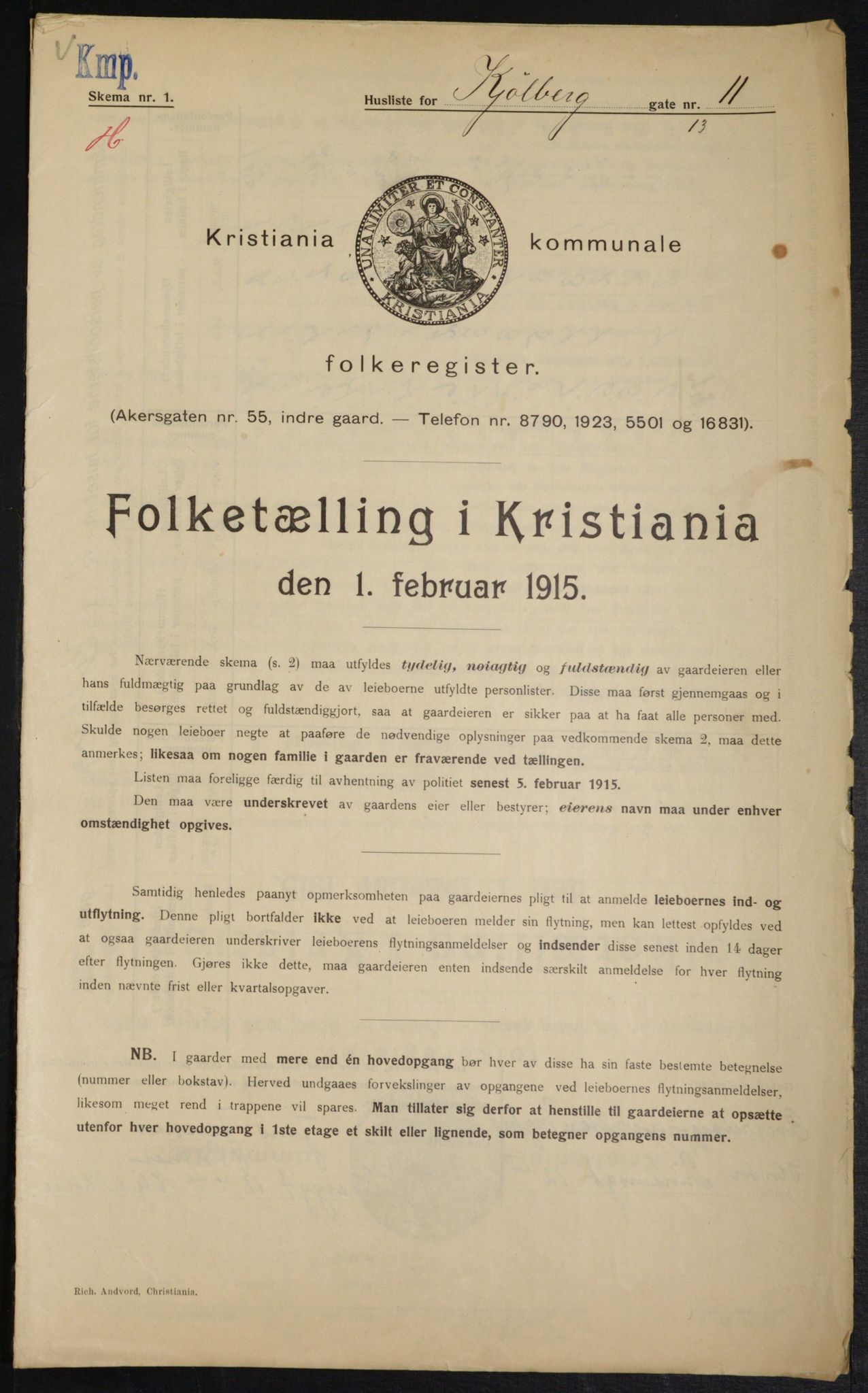 OBA, Kommunal folketelling 1.2.1915 for Kristiania, 1915, s. 51030
