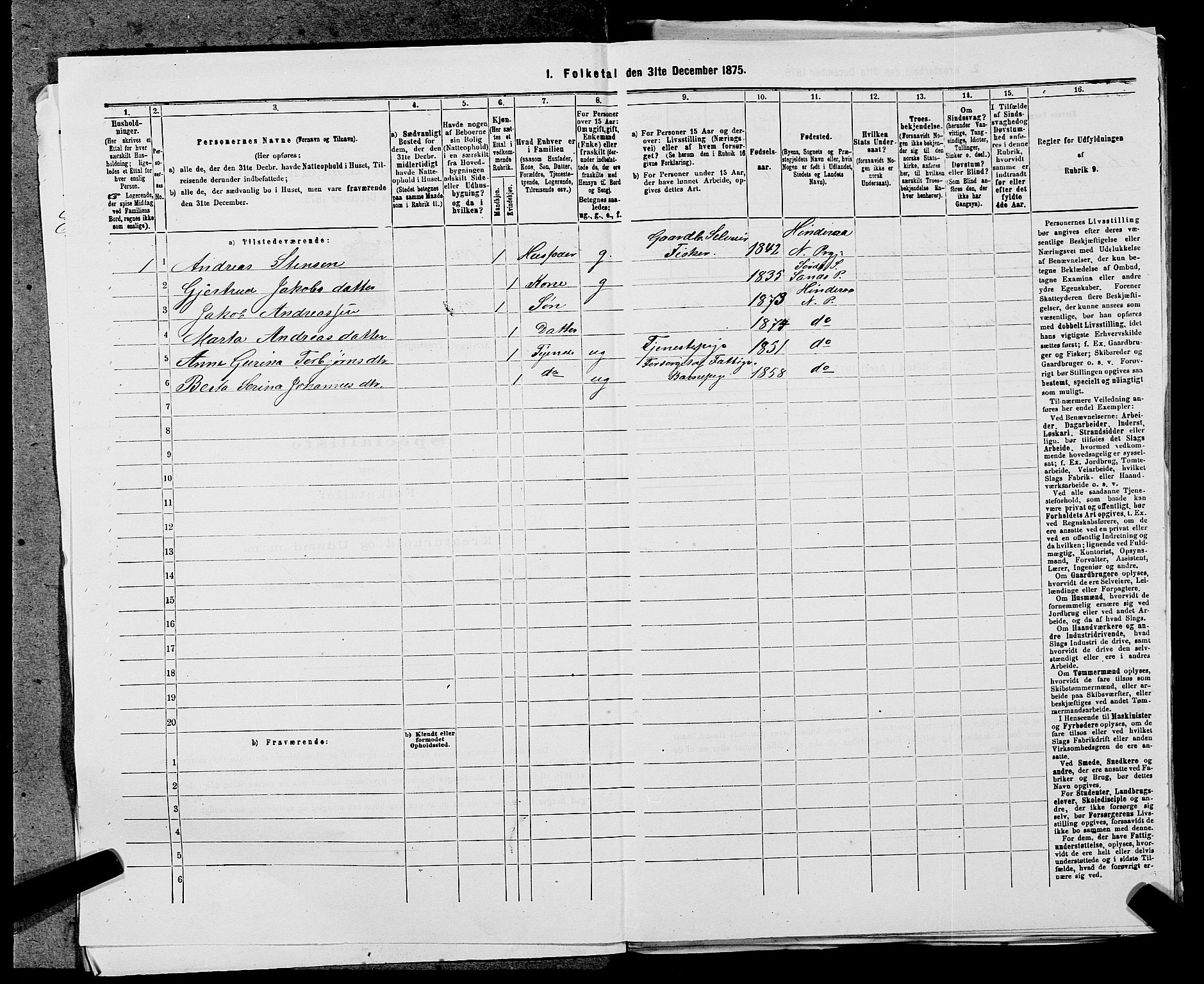 SAST, Folketelling 1875 for 1139P Nedstrand prestegjeld, 1875, s. 488