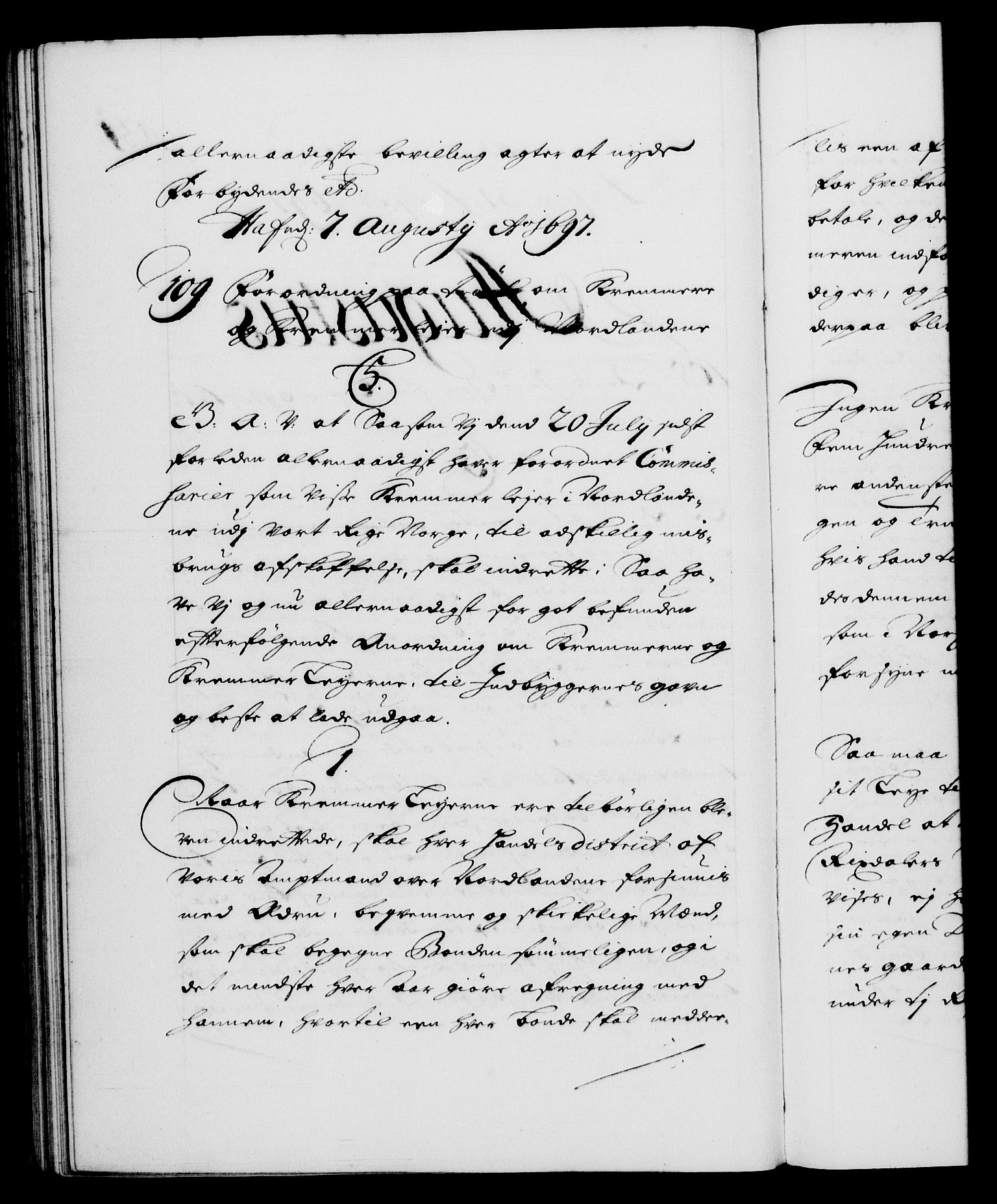 Danske Kanselli 1572-1799, RA/EA-3023/F/Fc/Fca/Fcaa/L0016: Norske registre (mikrofilm), 1692-1697, s. 451b