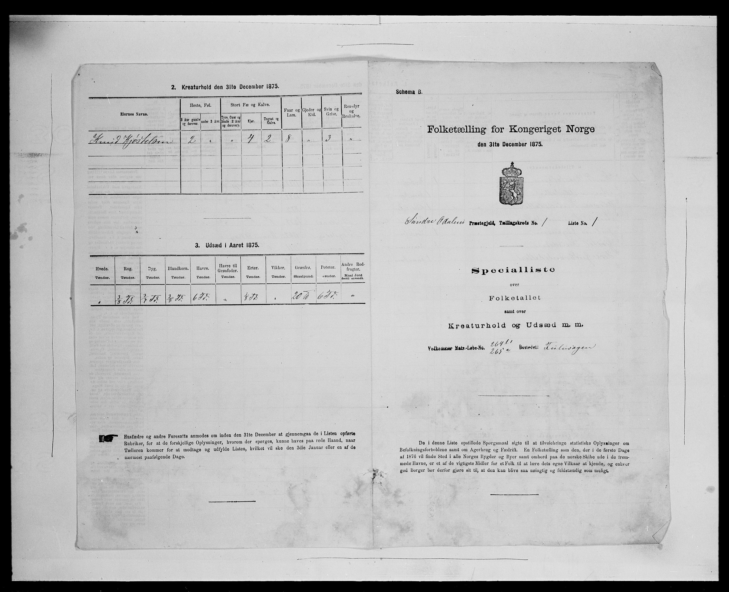 SAH, Folketelling 1875 for 0419P Sør-Odal prestegjeld, 1875, s. 137