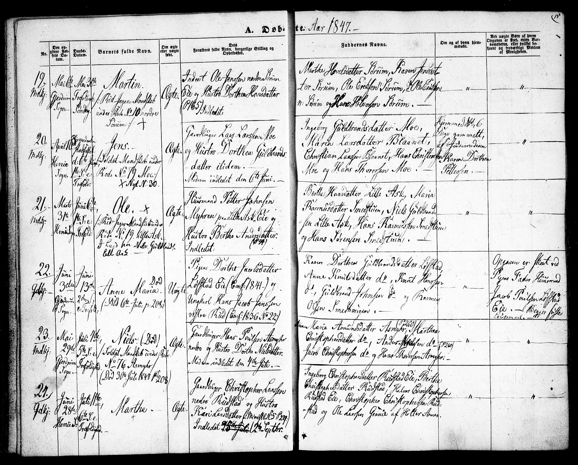 Gjerdrum prestekontor Kirkebøker, AV/SAO-A-10412b/F/Fa/L0006: Ministerialbok nr. I 6, 1845-1856, s. 15