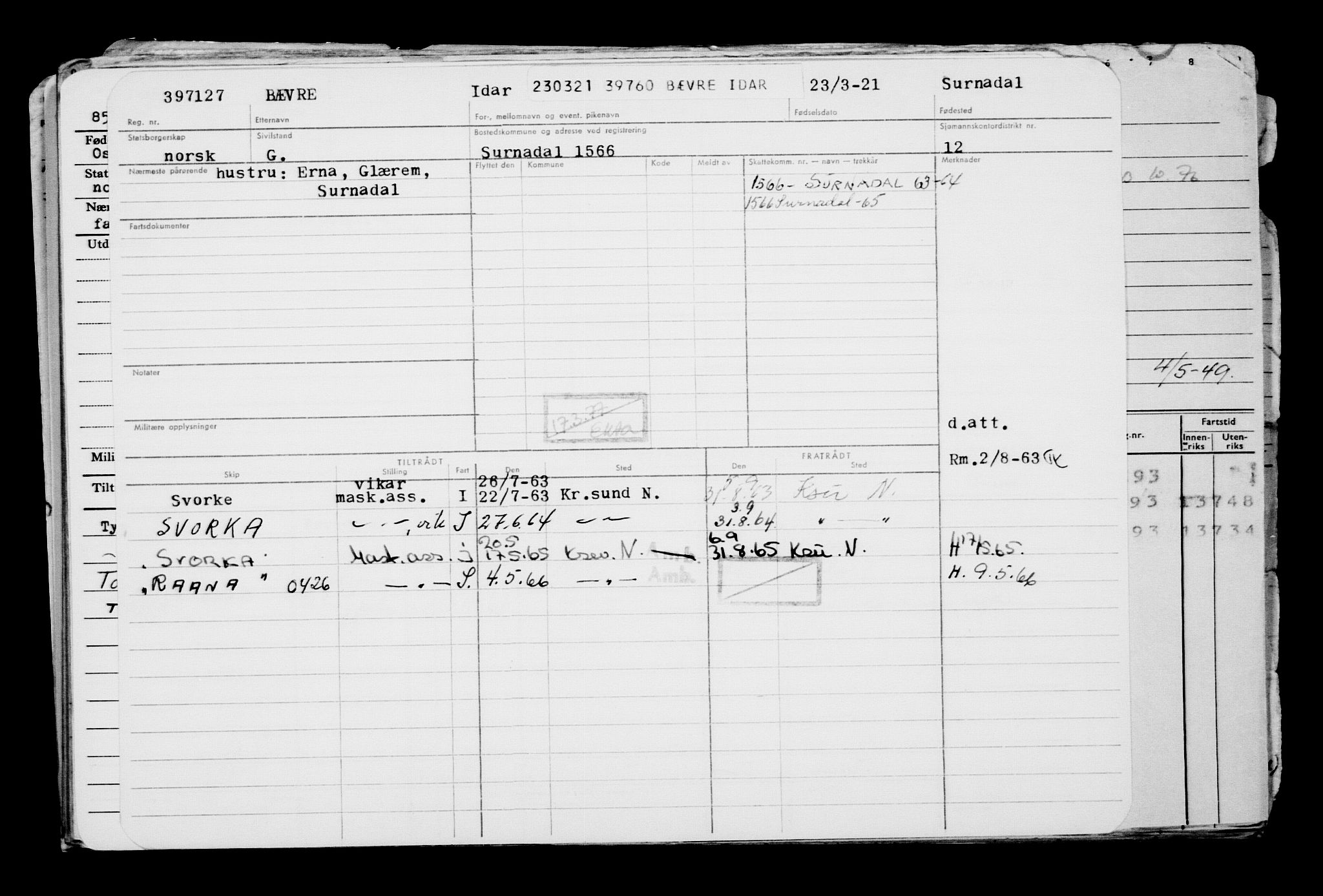 Direktoratet for sjømenn, AV/RA-S-3545/G/Gb/L0191: Hovedkort, 1921, s. 597