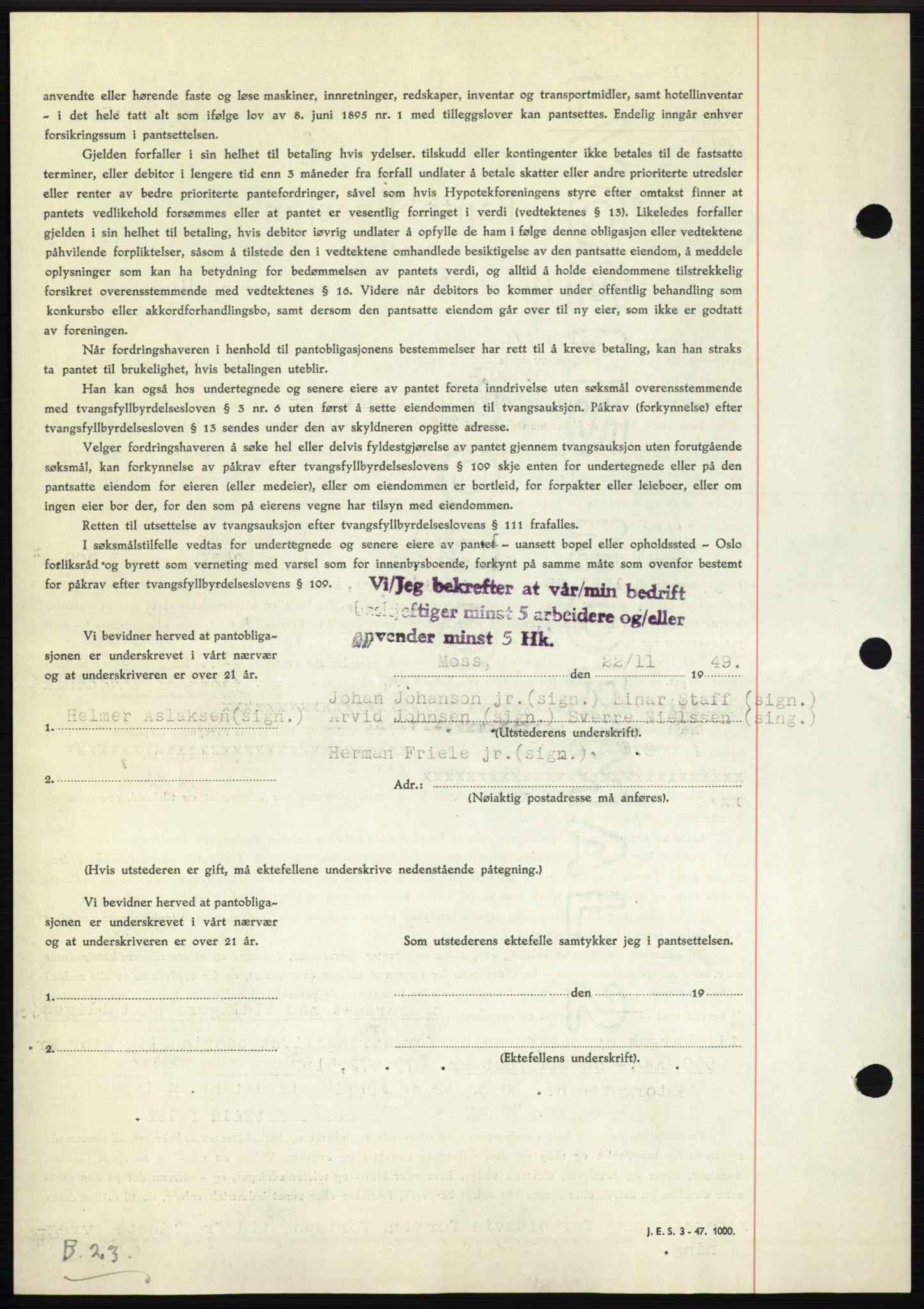 Moss sorenskriveri, SAO/A-10168: Pantebok nr. B23, 1949-1950, Dagboknr: 3641/1949