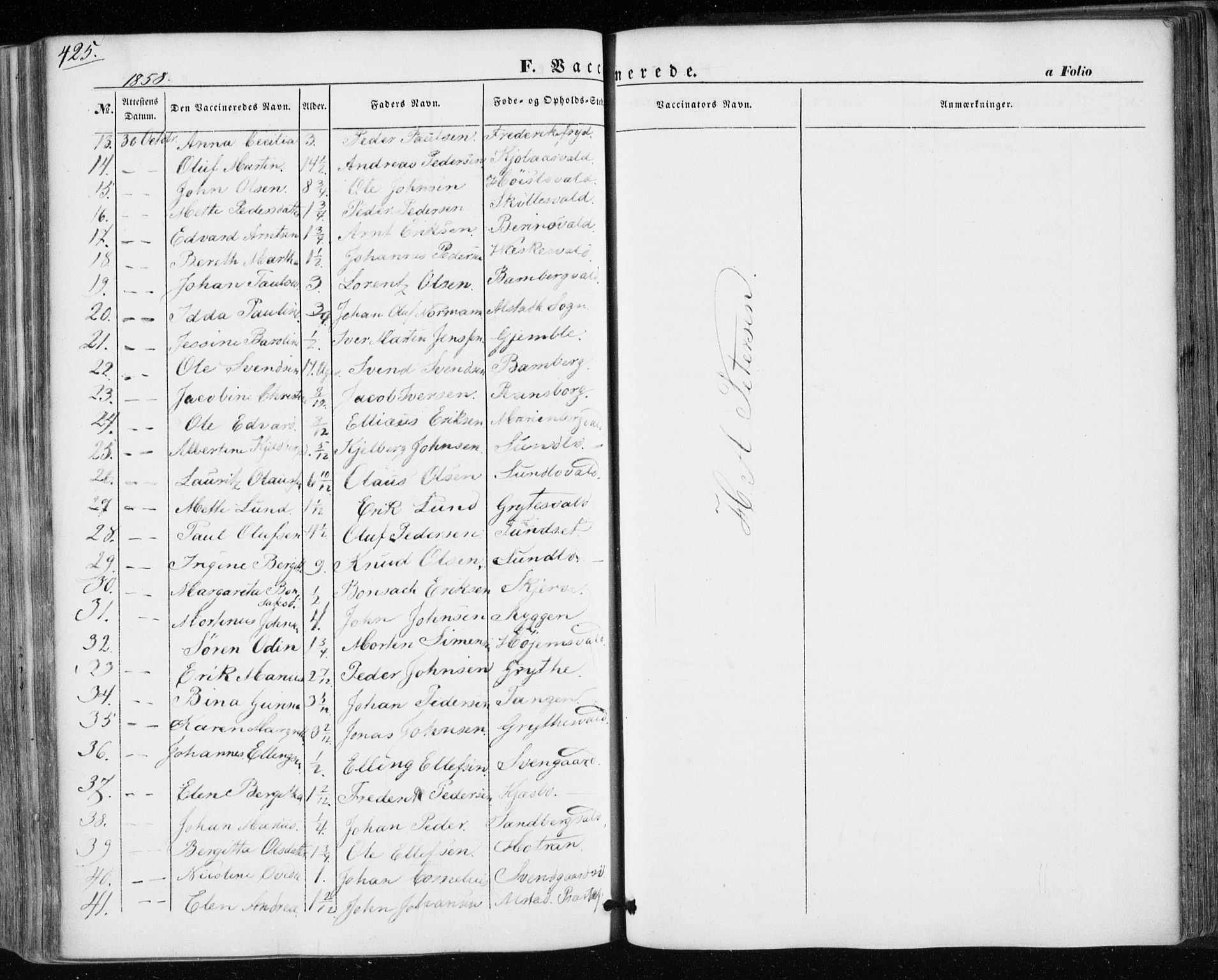 Ministerialprotokoller, klokkerbøker og fødselsregistre - Nord-Trøndelag, SAT/A-1458/717/L0154: Ministerialbok nr. 717A07 /1, 1850-1862, s. 425