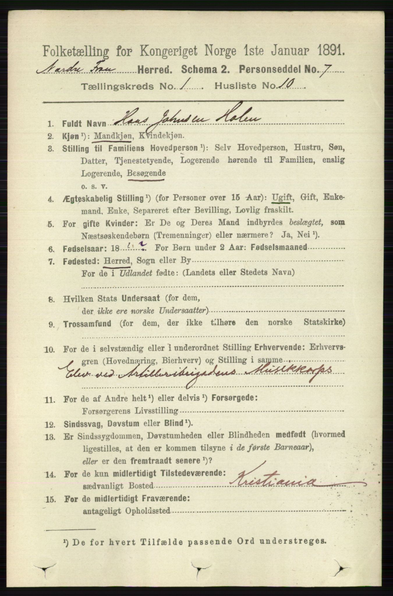RA, Folketelling 1891 for 0518 Nord-Fron herred, 1891, s. 125