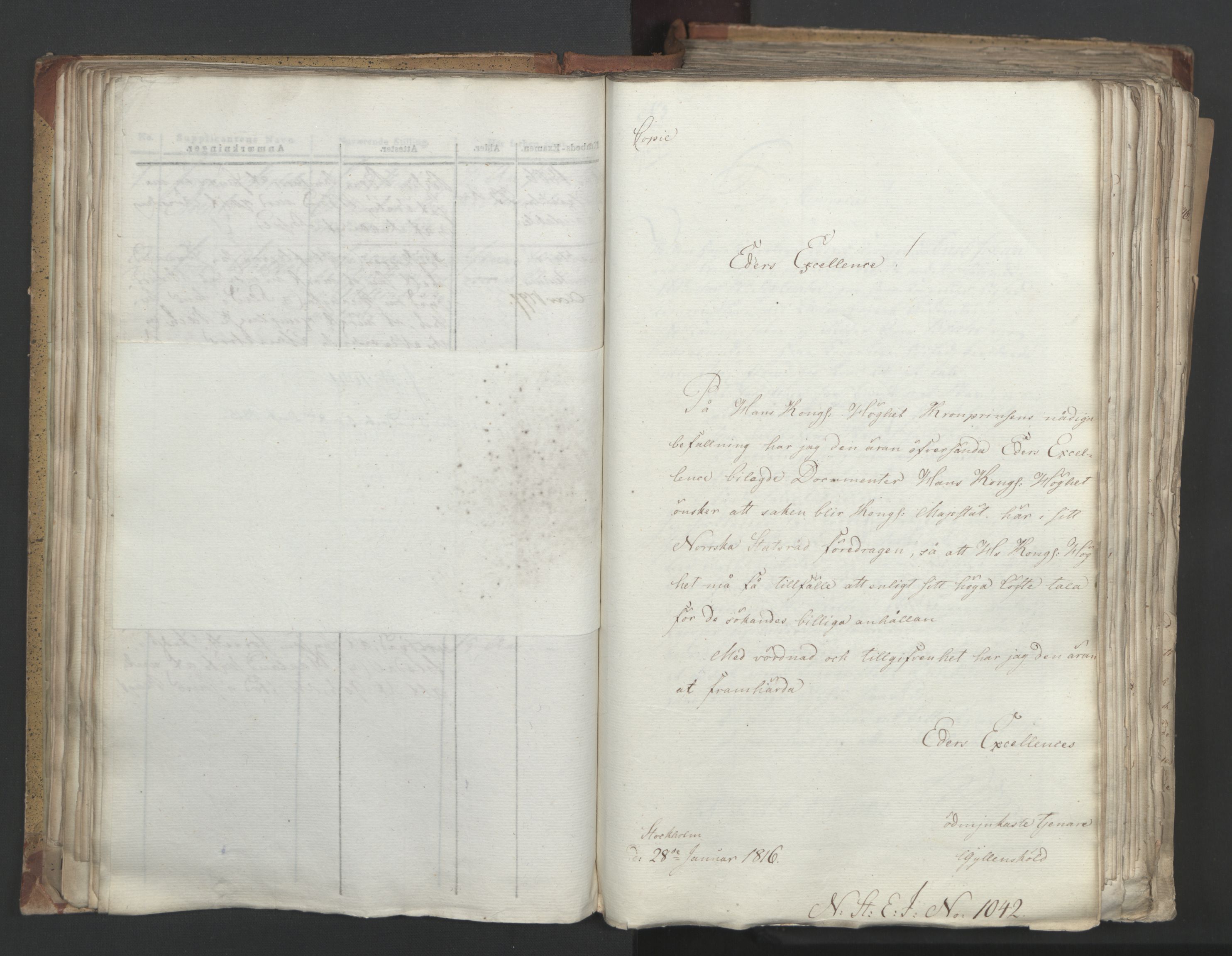 Statsrådsavdelingen i Stockholm, AV/RA-S-1003/D/Da/L0005: Regjeringsinnstillinger nr. 1000-1246, 1816, s. 91