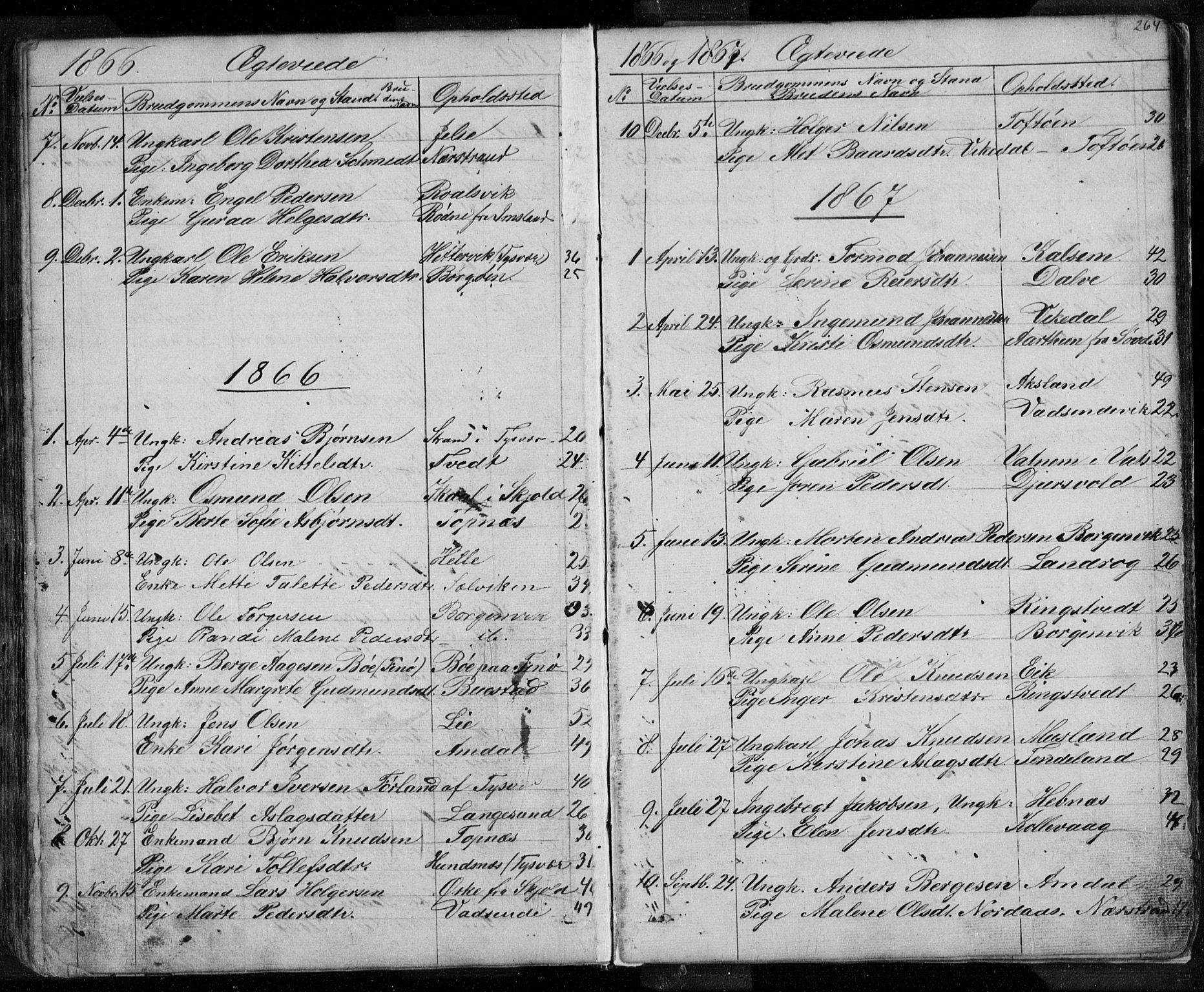 Nedstrand sokneprestkontor, AV/SAST-A-101841/01/V: Klokkerbok nr. B 3, 1848-1933, s. 264