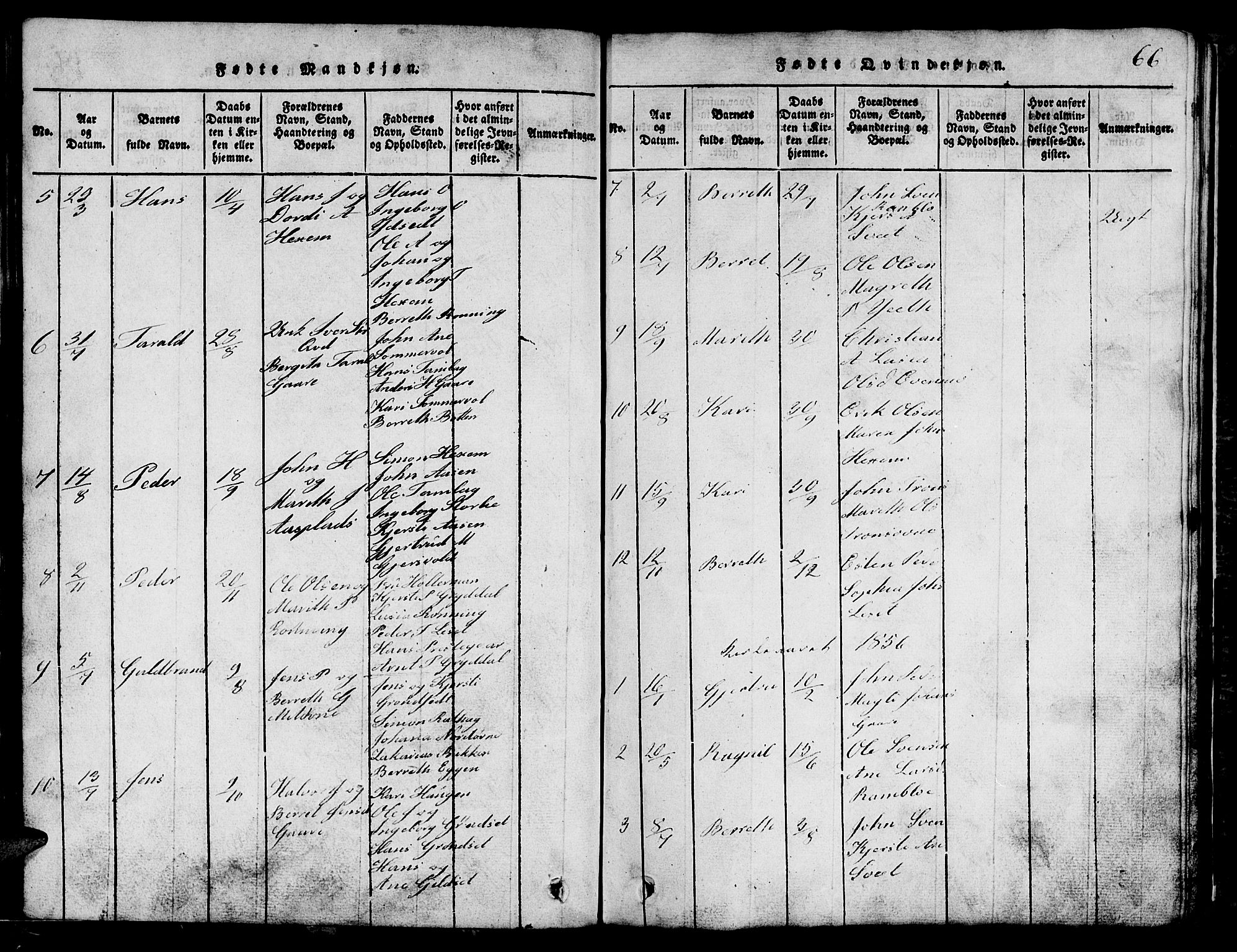 Ministerialprotokoller, klokkerbøker og fødselsregistre - Sør-Trøndelag, AV/SAT-A-1456/685/L0976: Klokkerbok nr. 685C01, 1817-1878, s. 66