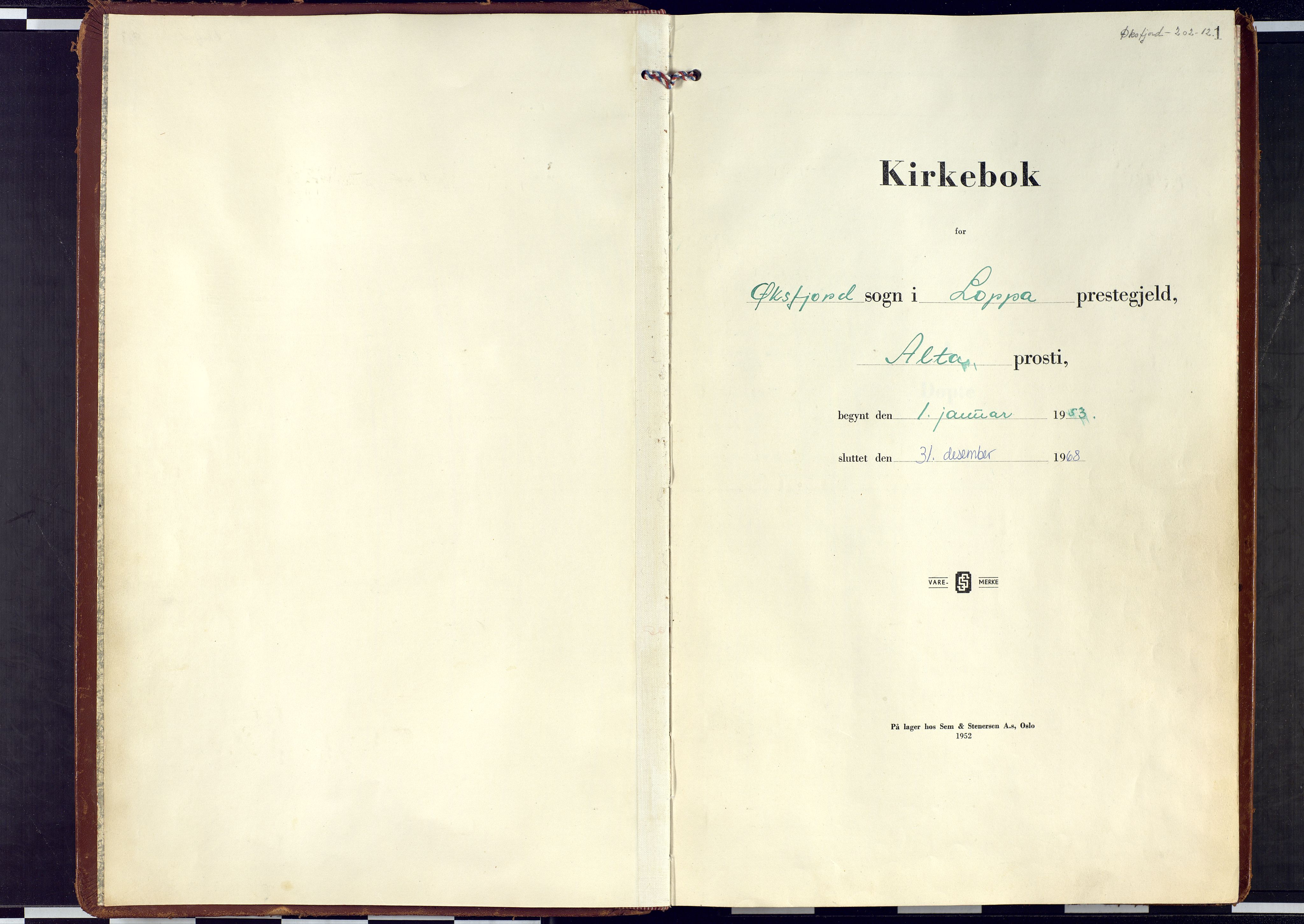 Loppa sokneprestkontor, SATØ/S-1339/H/Ha/L0018kirke: Ministerialbok nr. 18, 1953-1968, s. 1