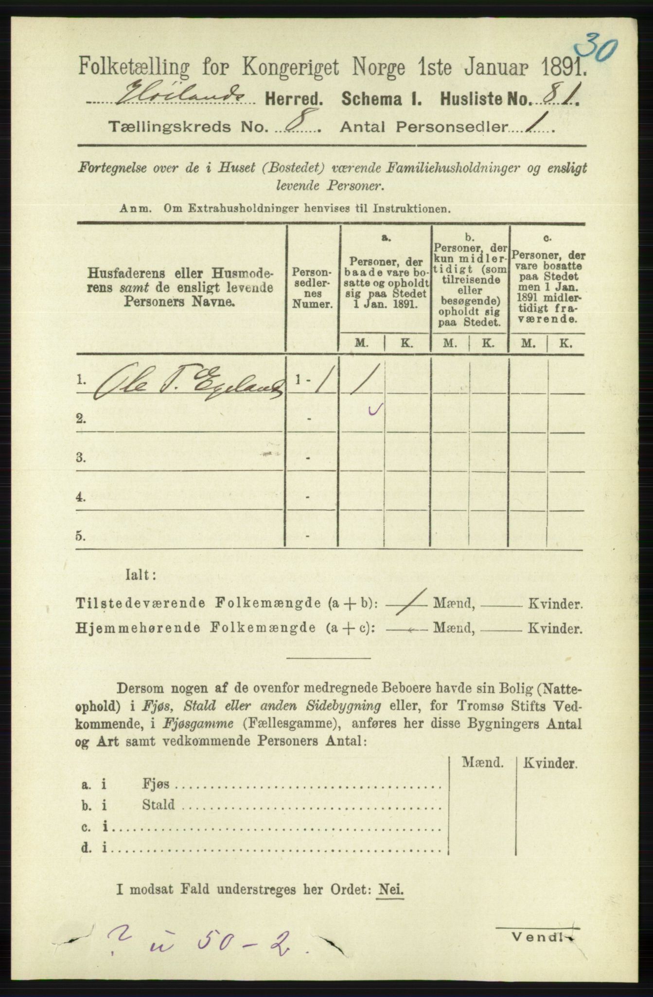 RA, Folketelling 1891 for 1123 Høyland herred, 1891, s. 2954