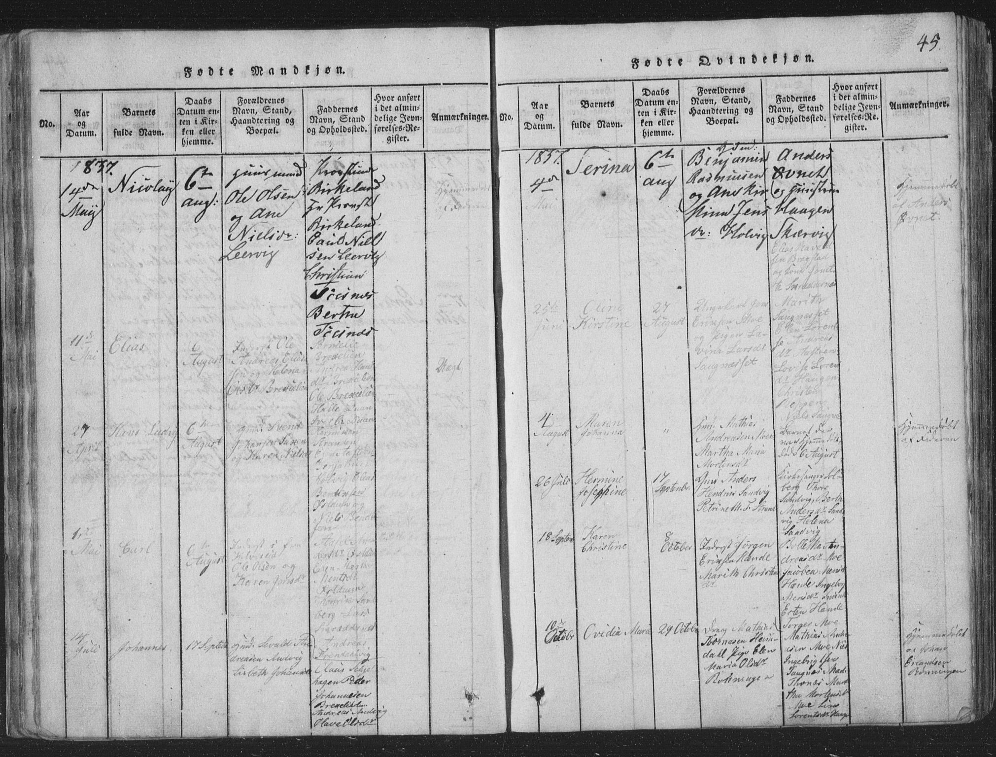 Ministerialprotokoller, klokkerbøker og fødselsregistre - Nord-Trøndelag, SAT/A-1458/773/L0613: Ministerialbok nr. 773A04, 1815-1845, s. 45