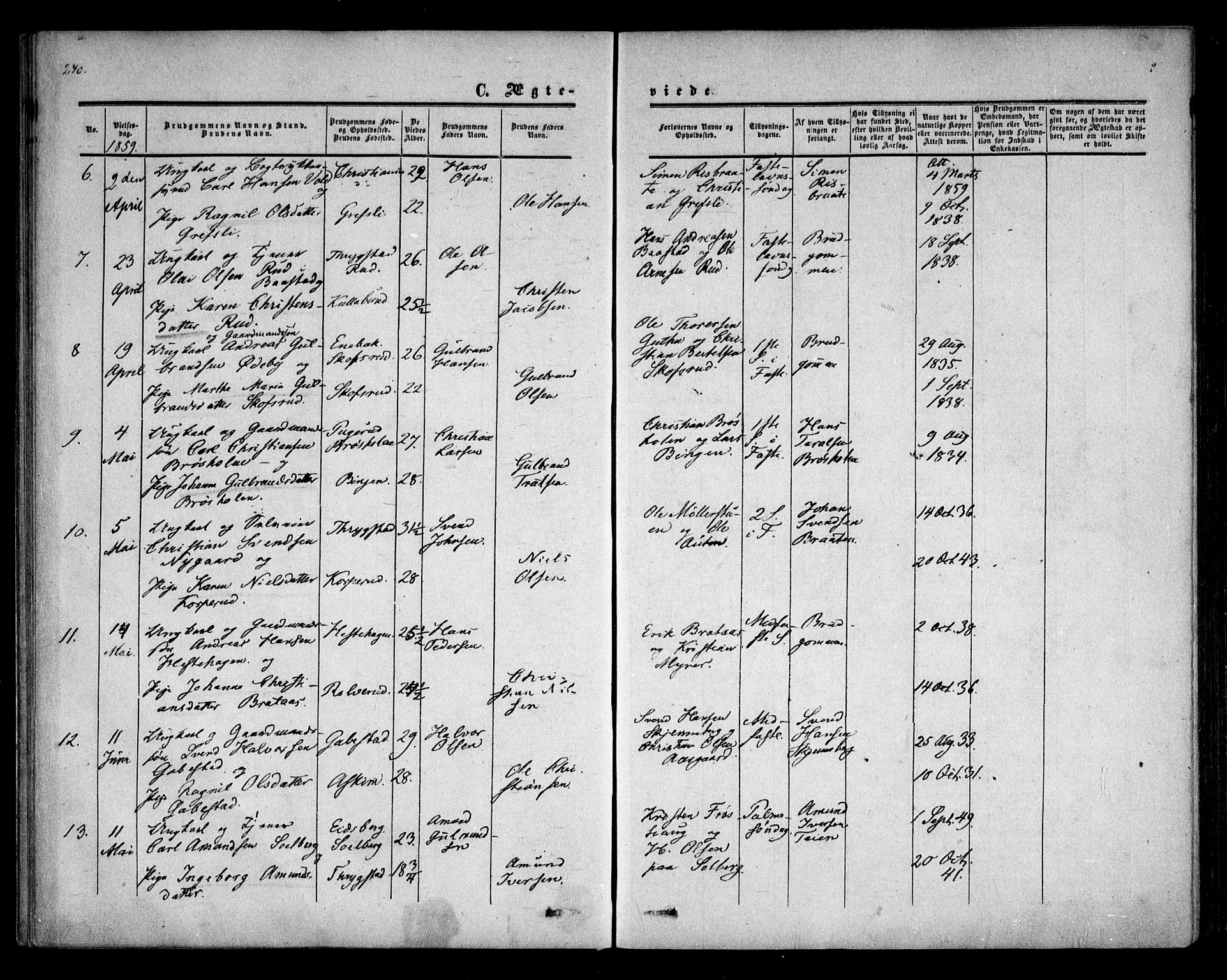 Trøgstad prestekontor Kirkebøker, AV/SAO-A-10925/F/Fa/L0008.b: Ministerialbok nr. I 8B, 1855-1864, s. 240