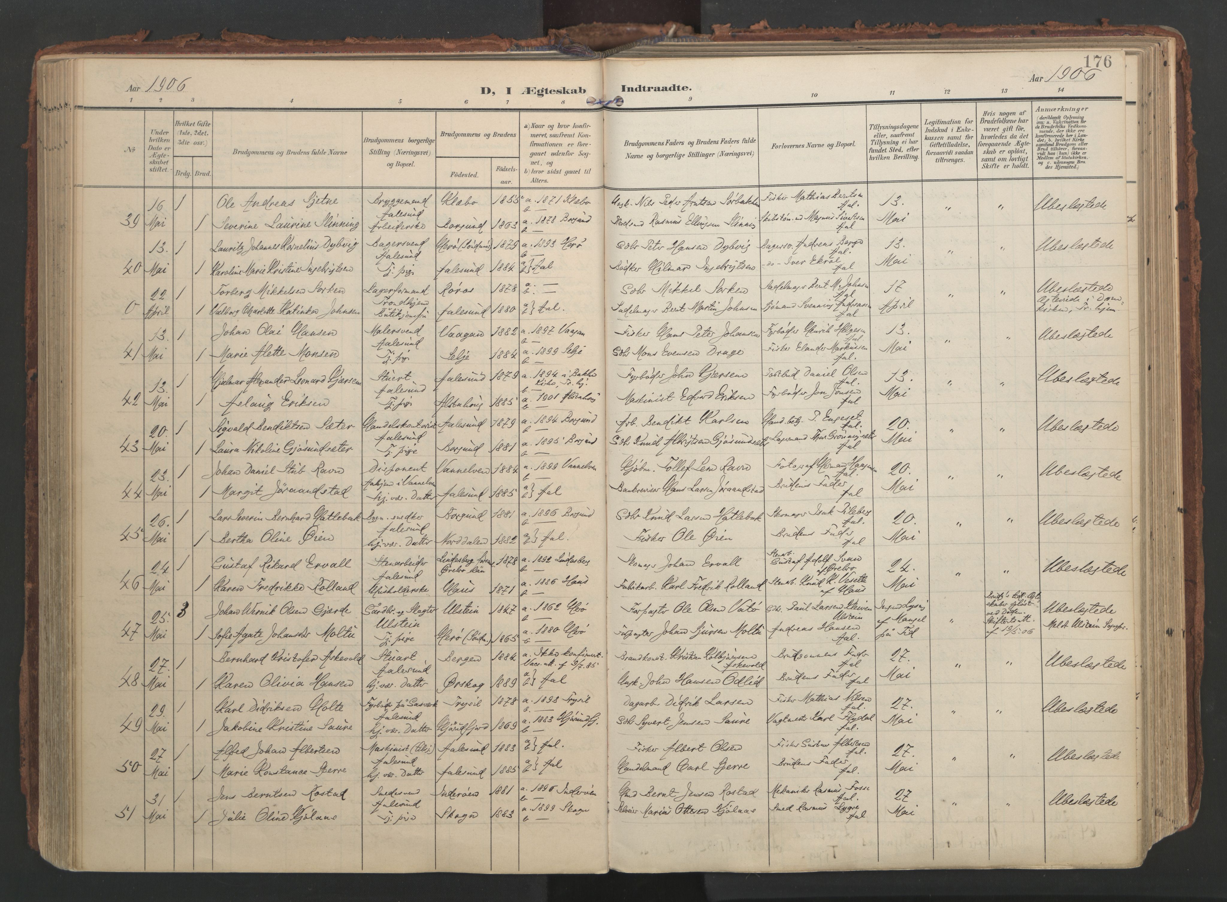 Ministerialprotokoller, klokkerbøker og fødselsregistre - Møre og Romsdal, AV/SAT-A-1454/529/L0459: Ministerialbok nr. 529A09, 1904-1917, s. 176
