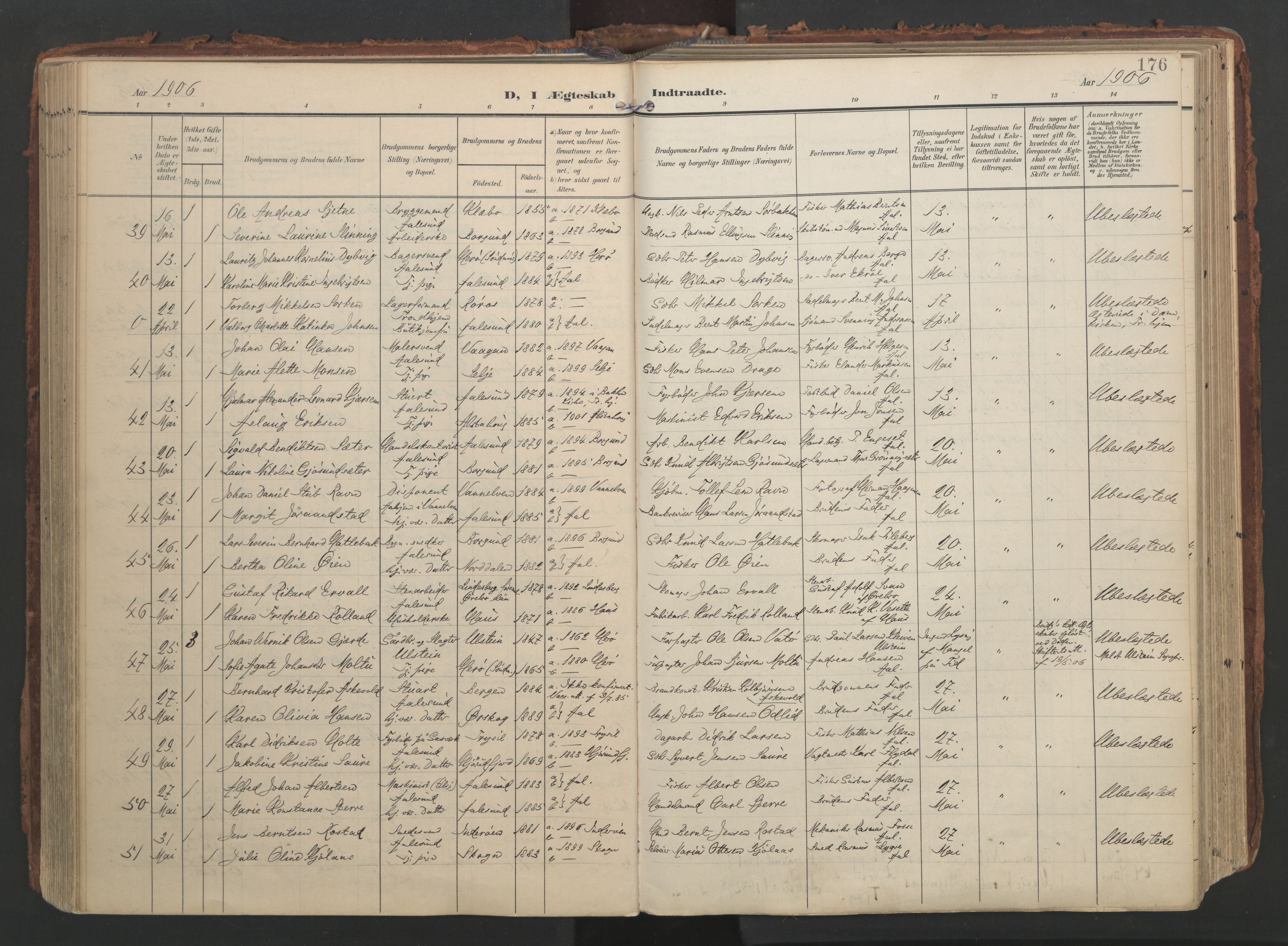 Ministerialprotokoller, klokkerbøker og fødselsregistre - Møre og Romsdal, SAT/A-1454/529/L0459: Ministerialbok nr. 529A09, 1904-1917, s. 176