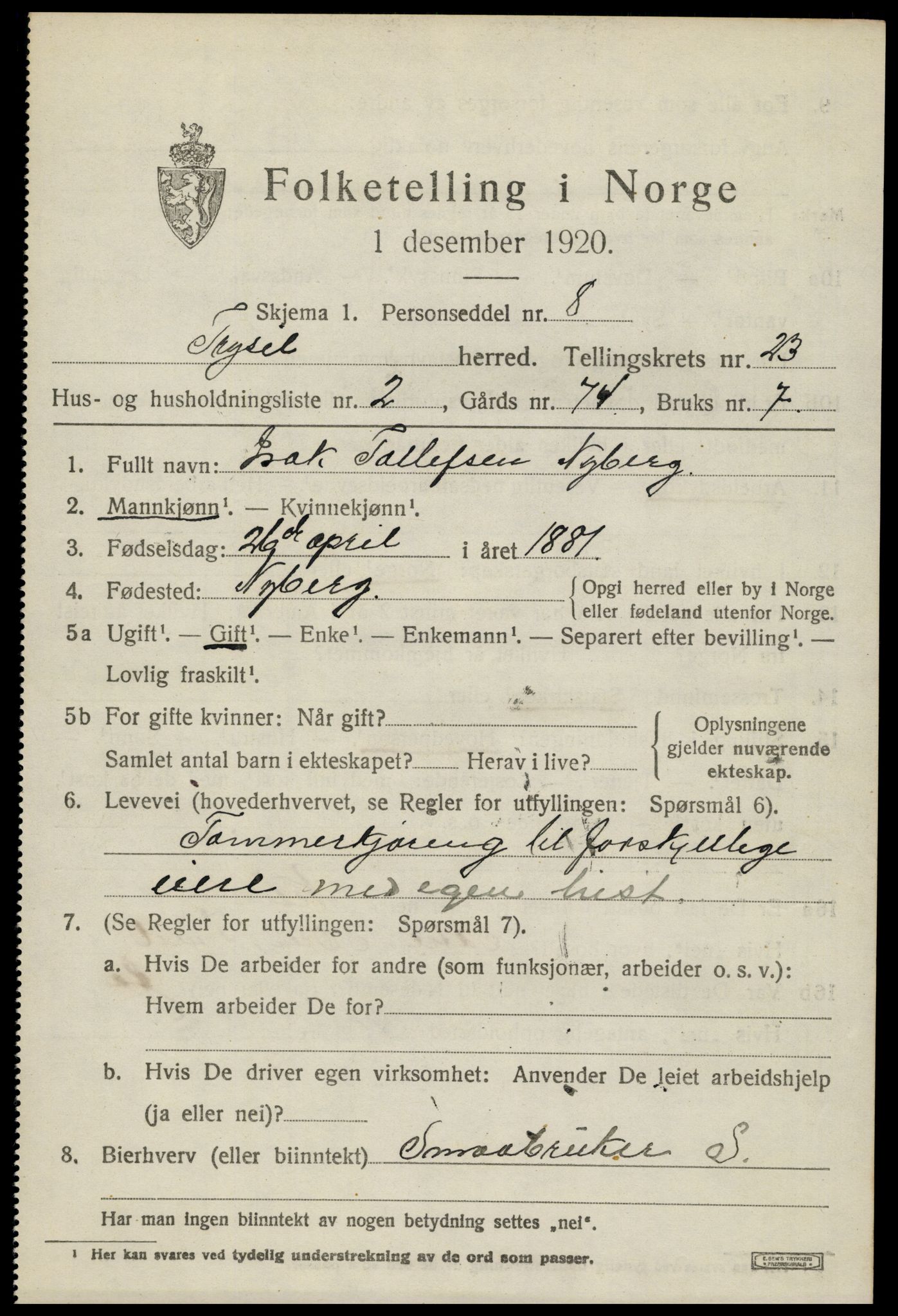 SAH, Folketelling 1920 for 0428 Trysil herred, 1920, s. 14861