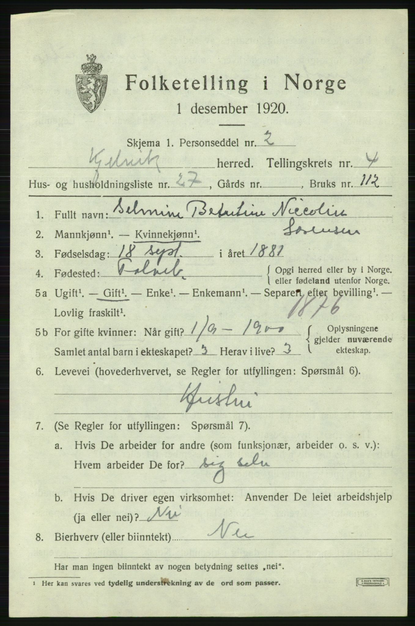 SATØ, Folketelling 1920 for 2019 Kjelvik herred, 1920, s. 2195