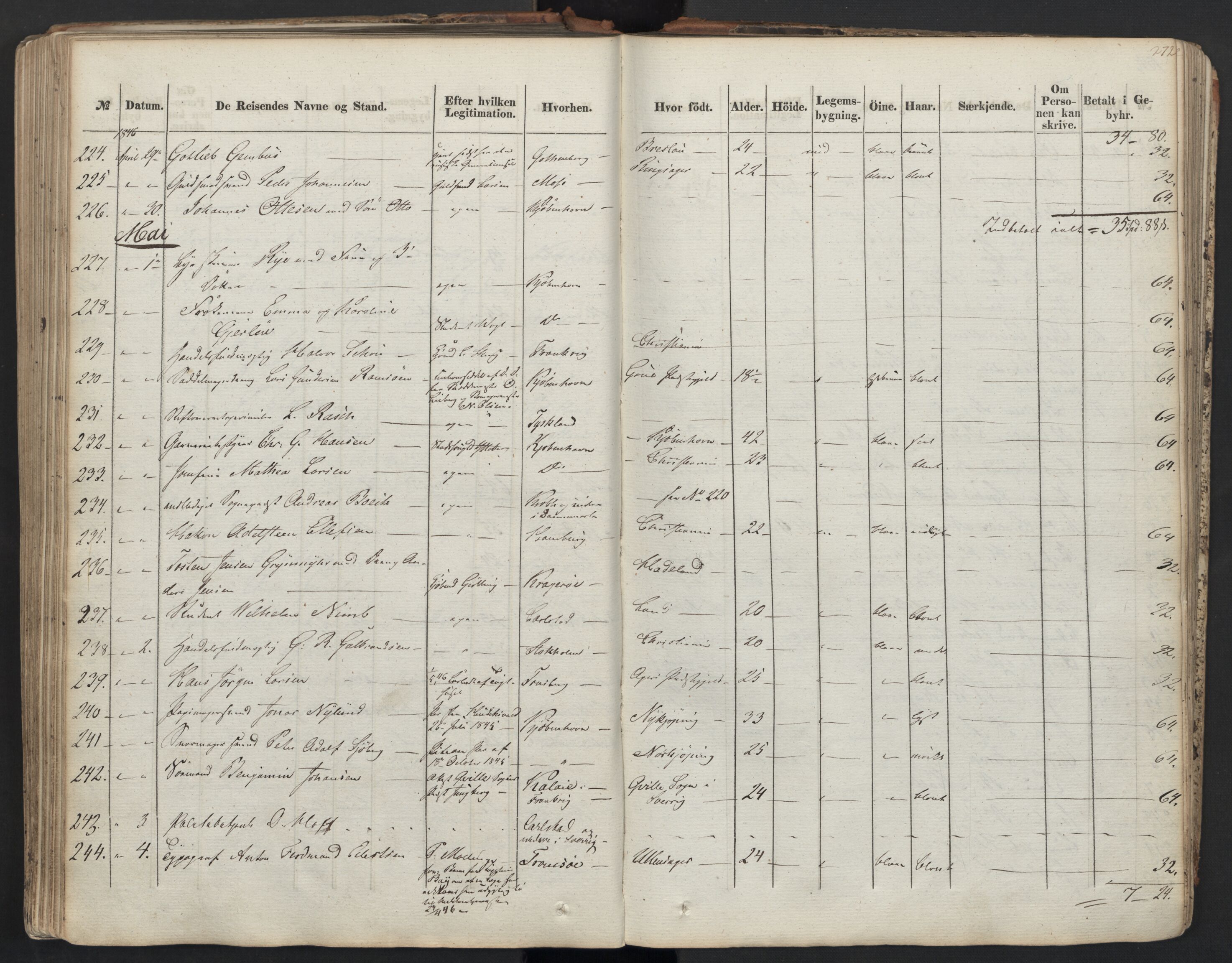 Oslo politidistrikt, AV/SAO-A-10085/E/Ee/Eea/L0004: Passprotokoll, 1838-1848