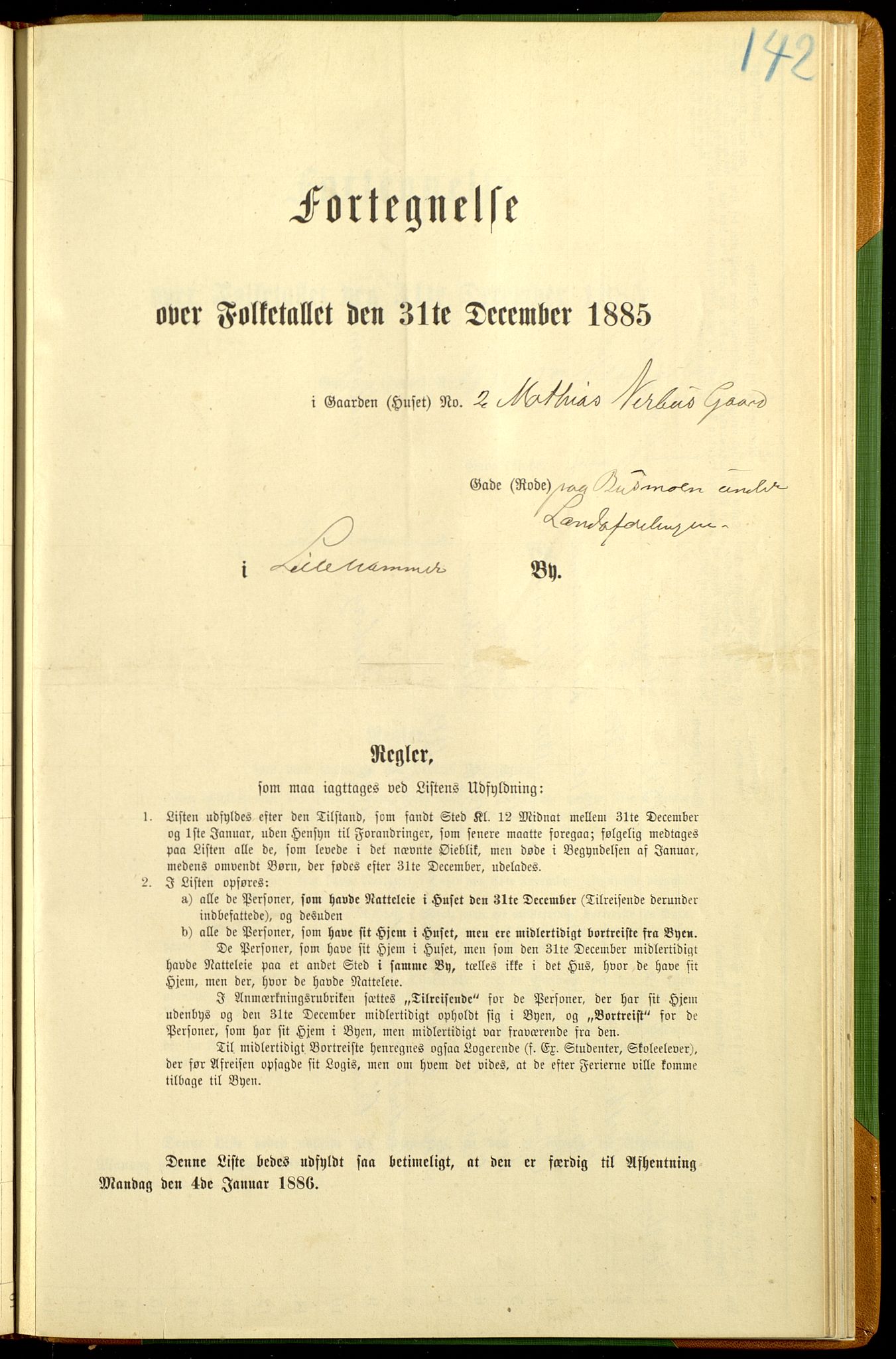 SAH, Folketelling 1885 for 0501 Lillehammer kjøpstad, 1885, s. 312