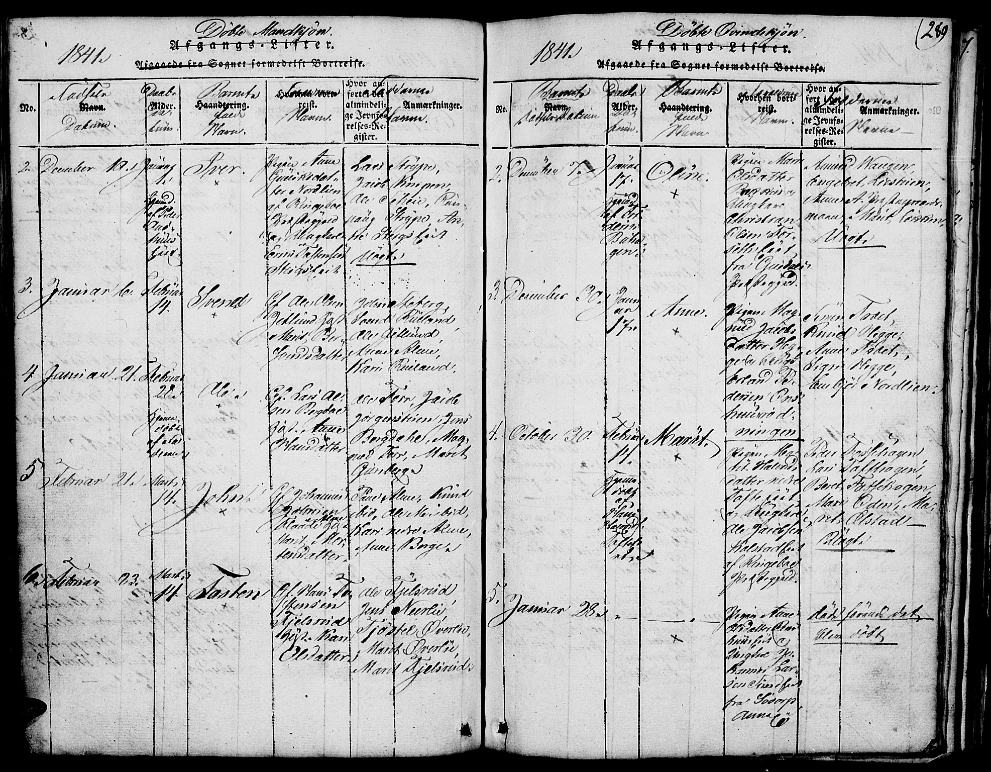 Fron prestekontor, AV/SAH-PREST-078/H/Ha/Hab/L0001: Klokkerbok nr. 1, 1816-1843, s. 289